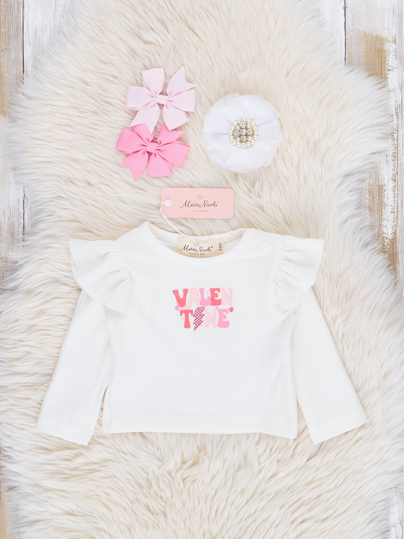 Pink Velvet Valentine Lightning Overalls Set - Marie Nicole Clothing