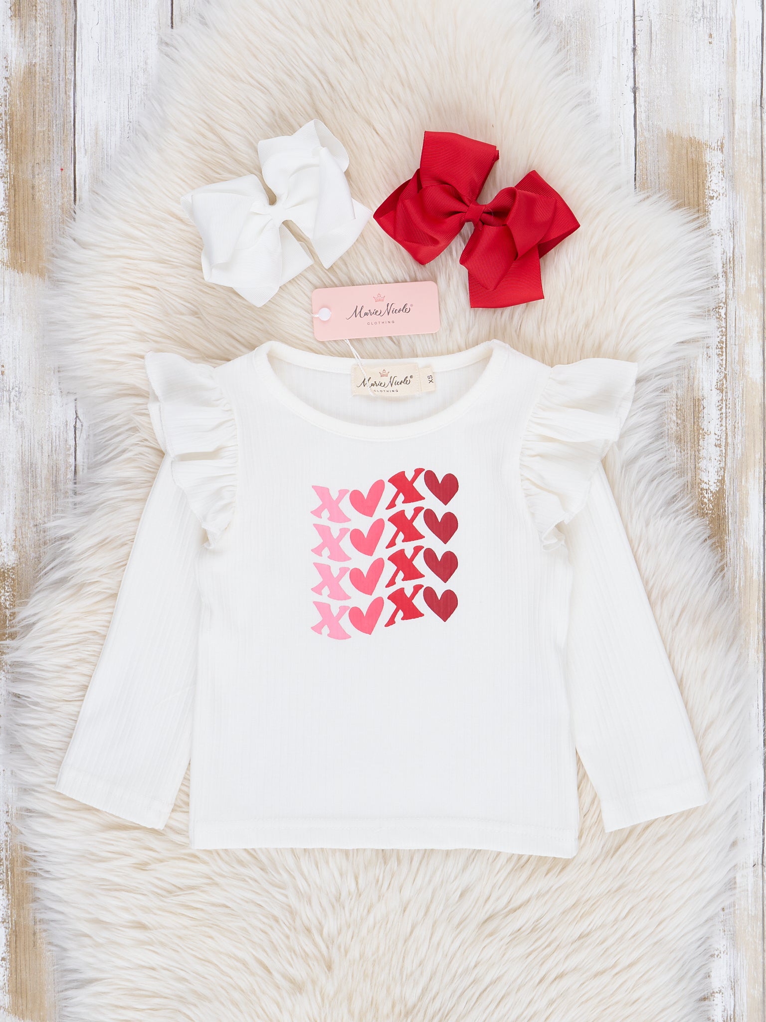 Red Velvet Falling Hearts Skirt Overalls Set - Marie Nicole Clothing