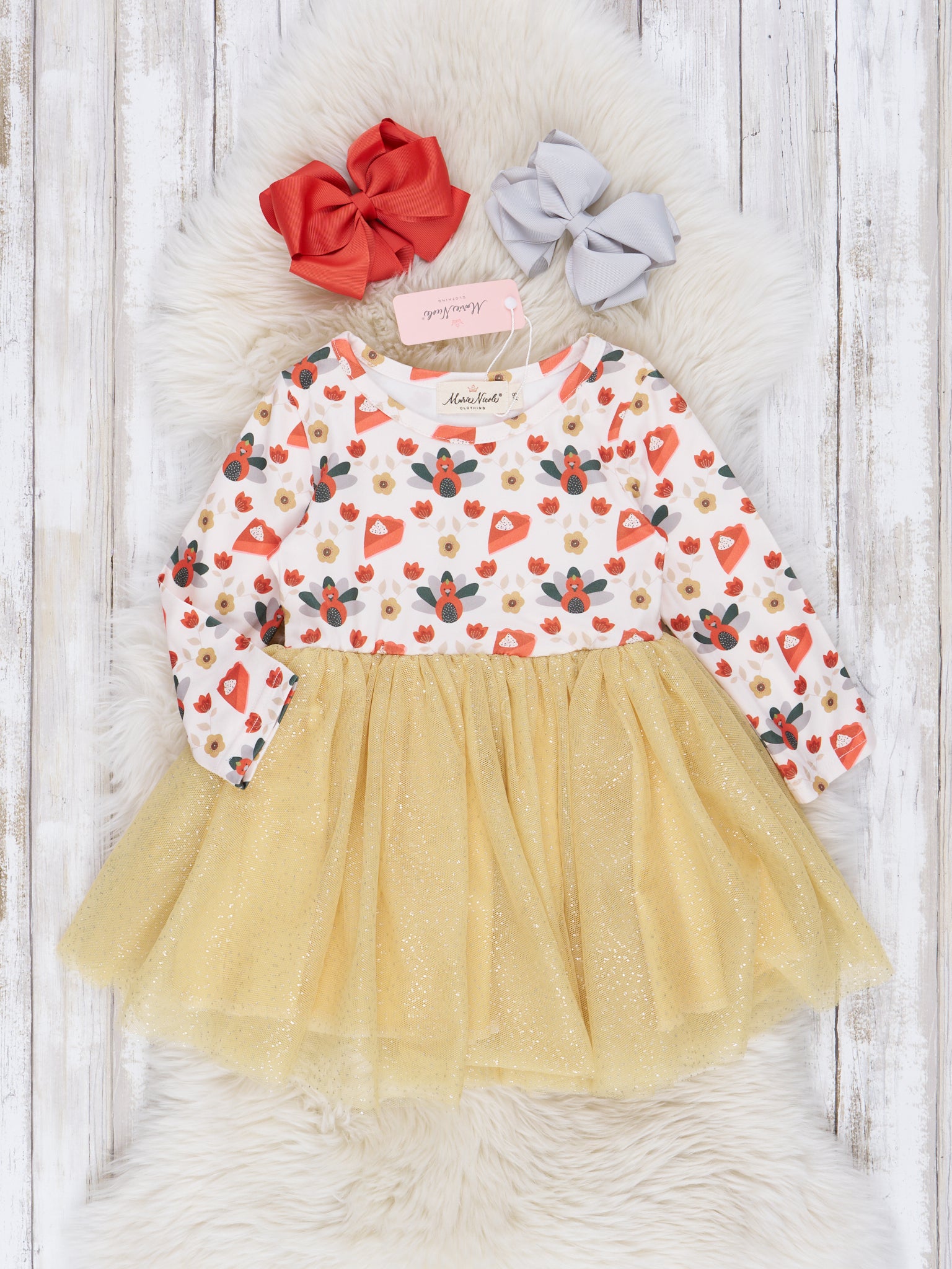Chartreuse Turkey Tulle Dress - Marie Nicole Clothing