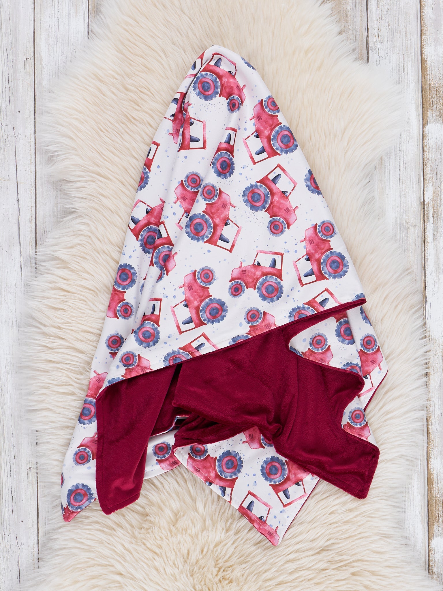 Bright Red Tractor Minky Blanket - Marie Nicole Clothing