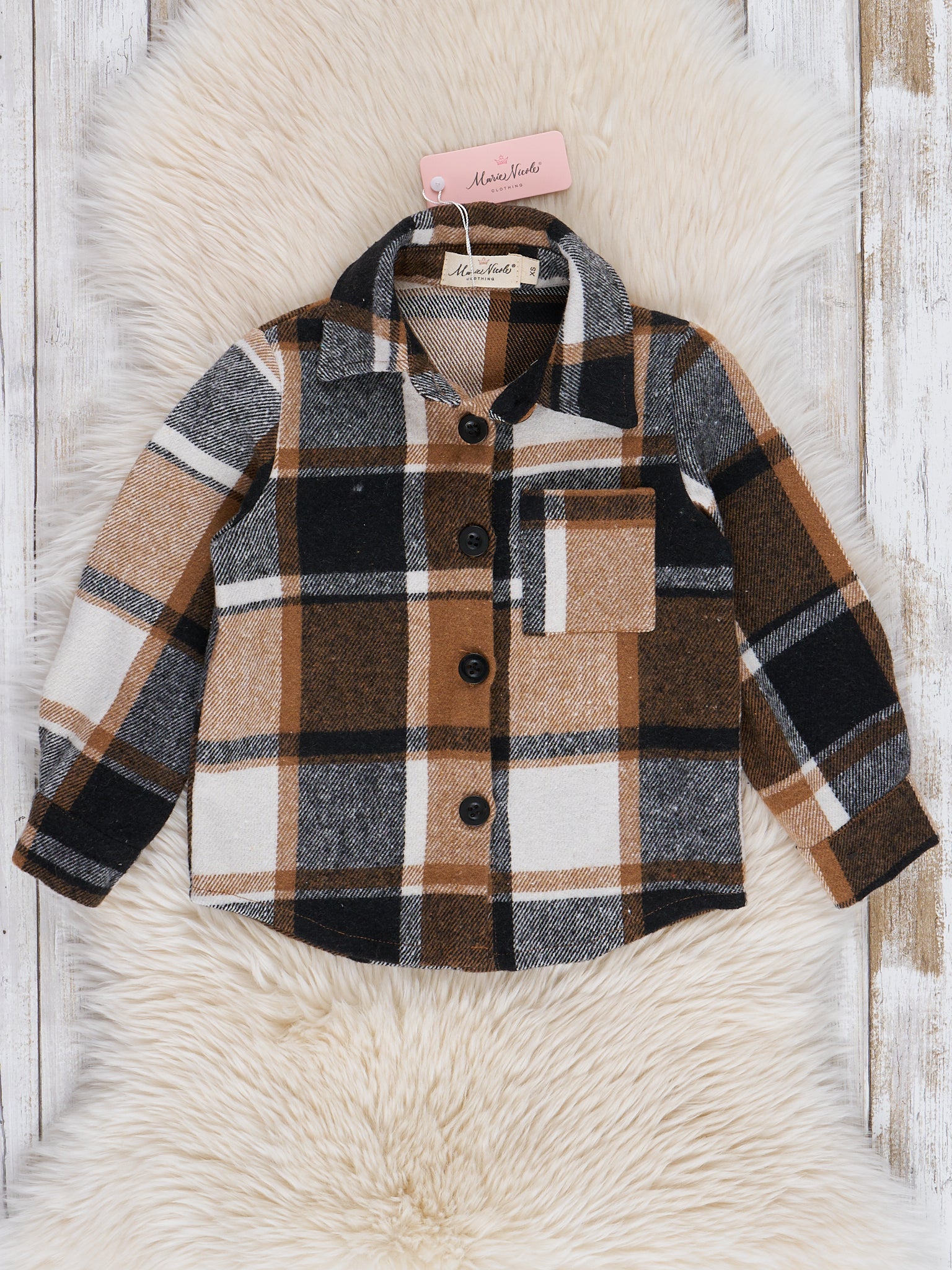 Brown & Black Plaid Flannel Button - Up - Marie Nicole Clothing