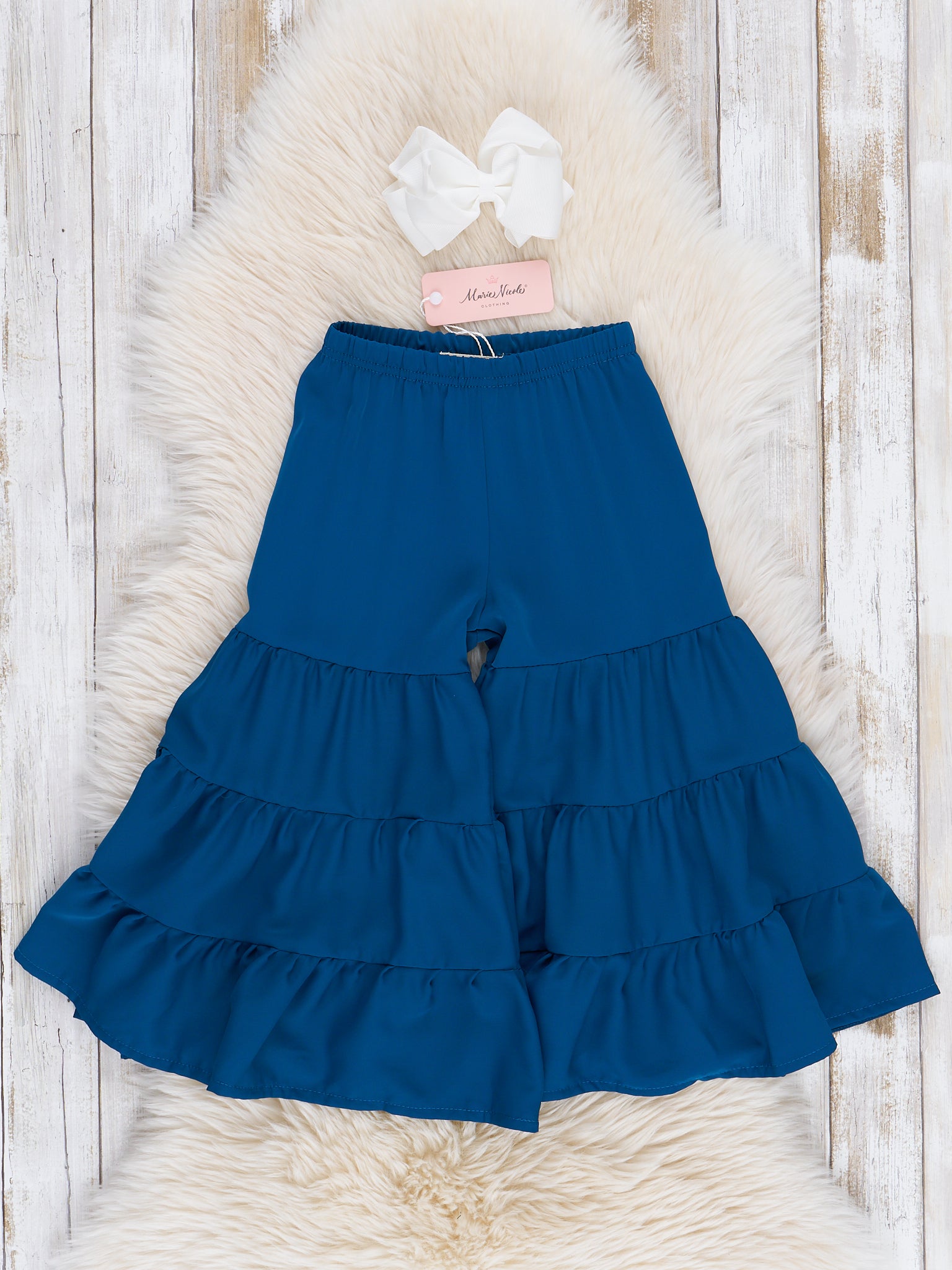 Mom & Me Tiered Ruffle Pants - Marine Blue - Marie Nicole Clothing