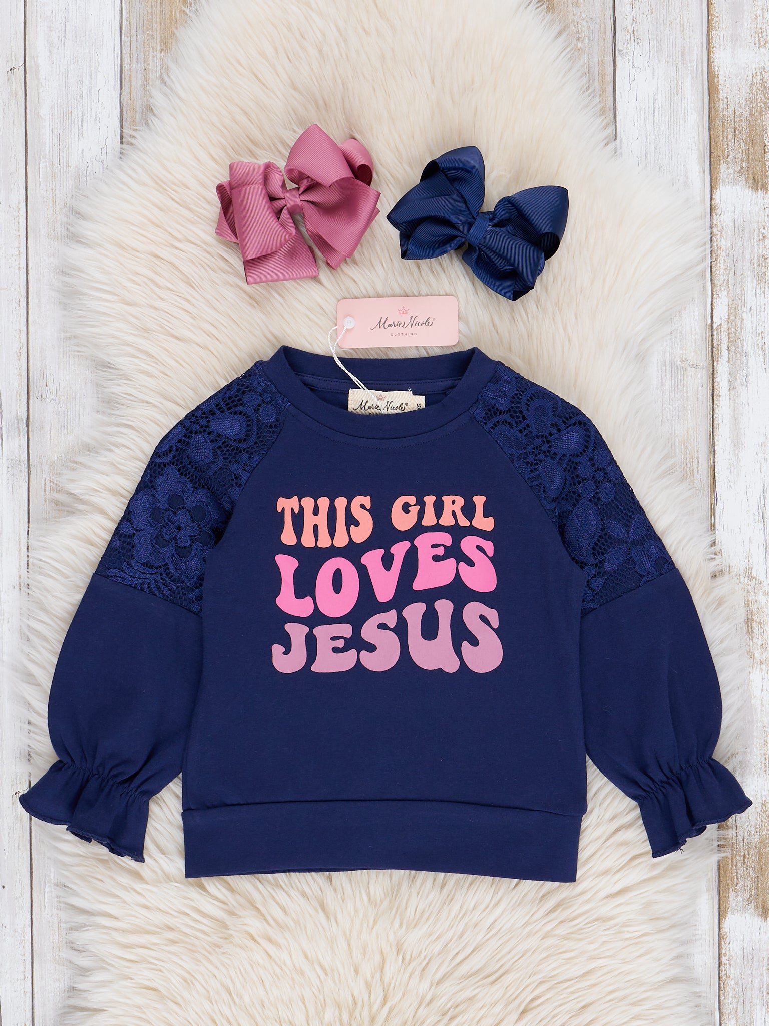 Navy Jesus Love Shirt - Marie Nicole Clothing