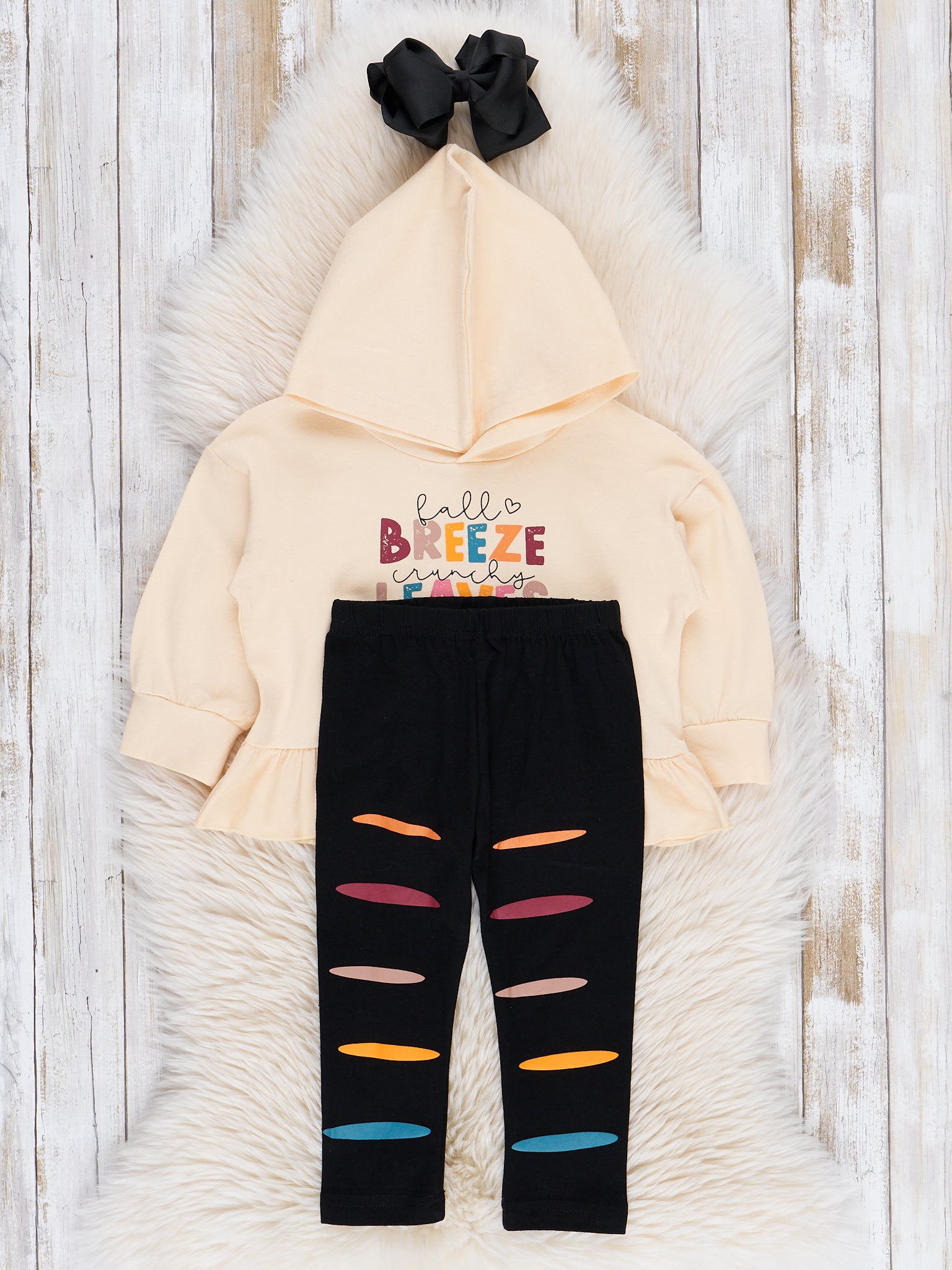 Leaves Please Ruffle Hoodie Outfit - Marie Nicole Clothing