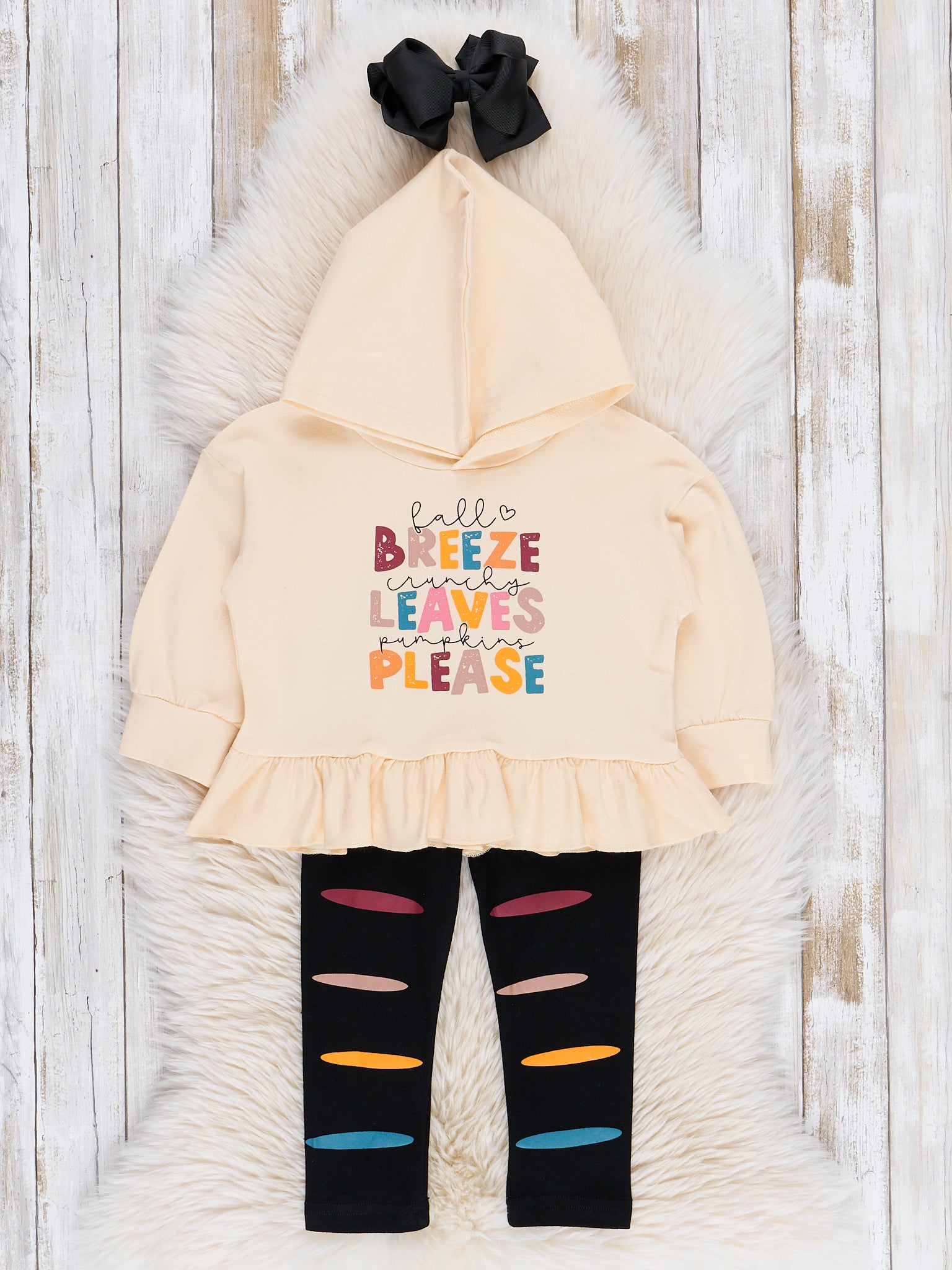 Leaves Please Ruffle Hoodie Outfit - Marie Nicole Clothing
