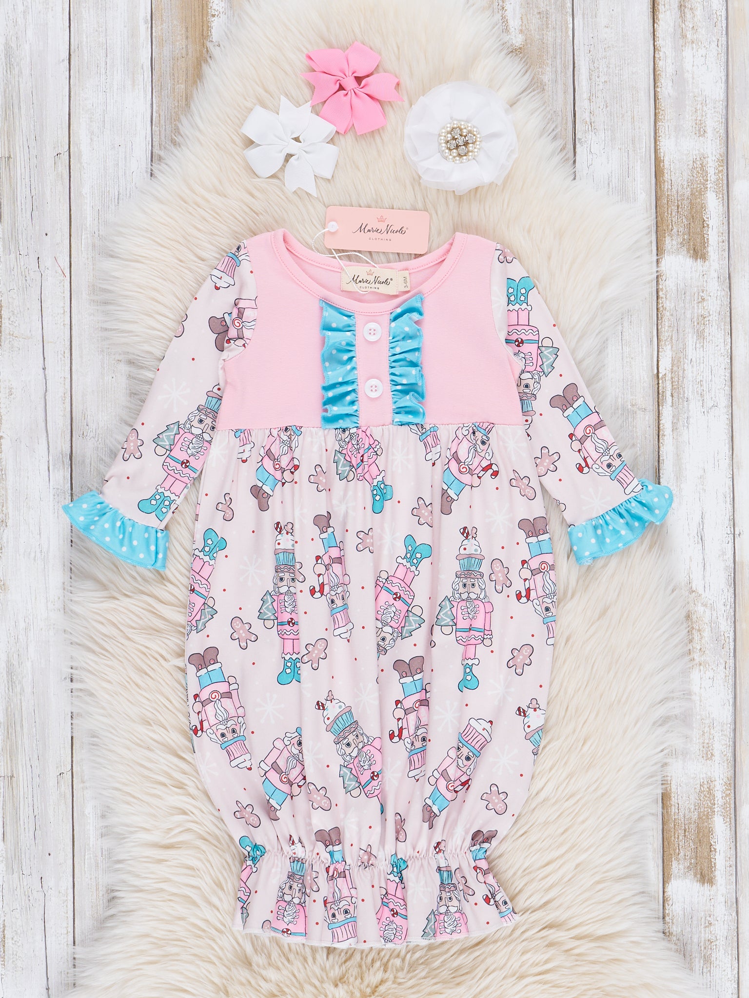 Pink Nutcraker Ruffle Sleep Gown - Marie Nicole Clothing