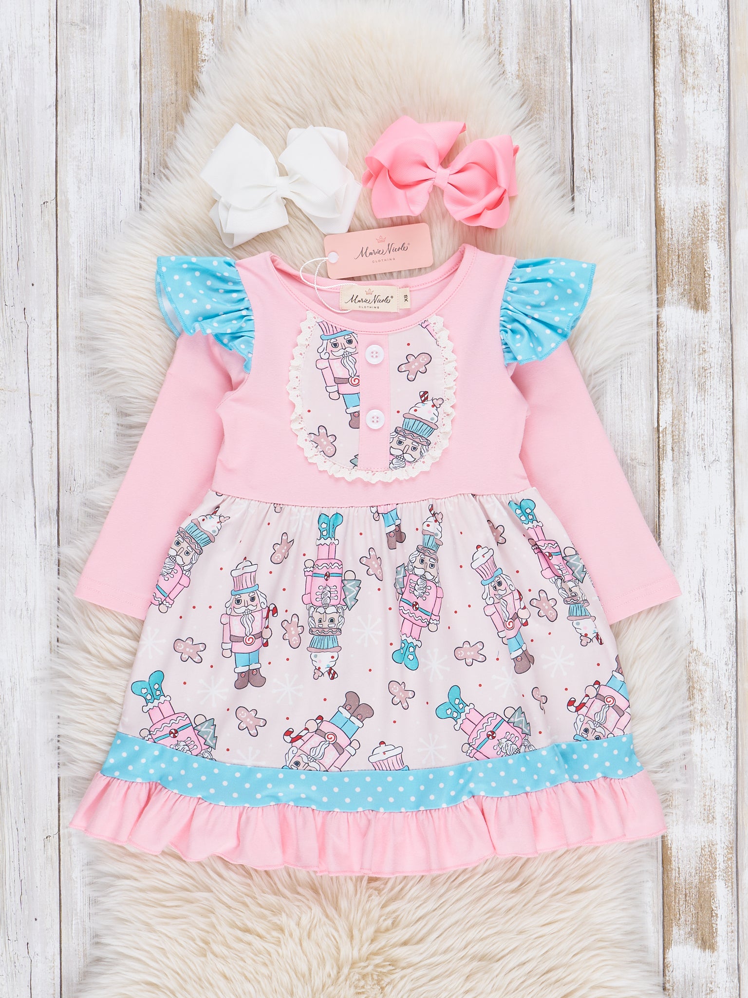 Pink Nutcracker Ruffle Dress - Marie Nicole Clothing