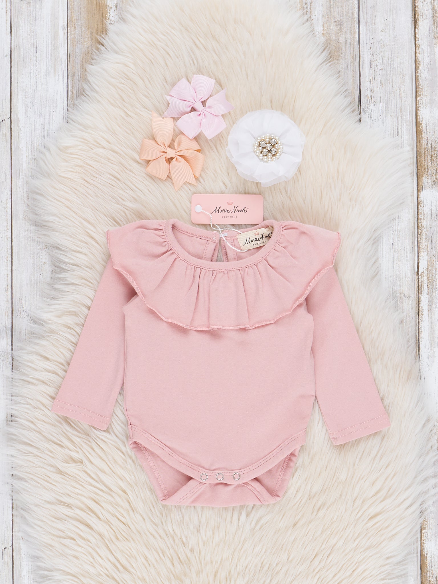 Cotton Ruffle Bubble Outfit - Pink - Marie Nicole Clothing