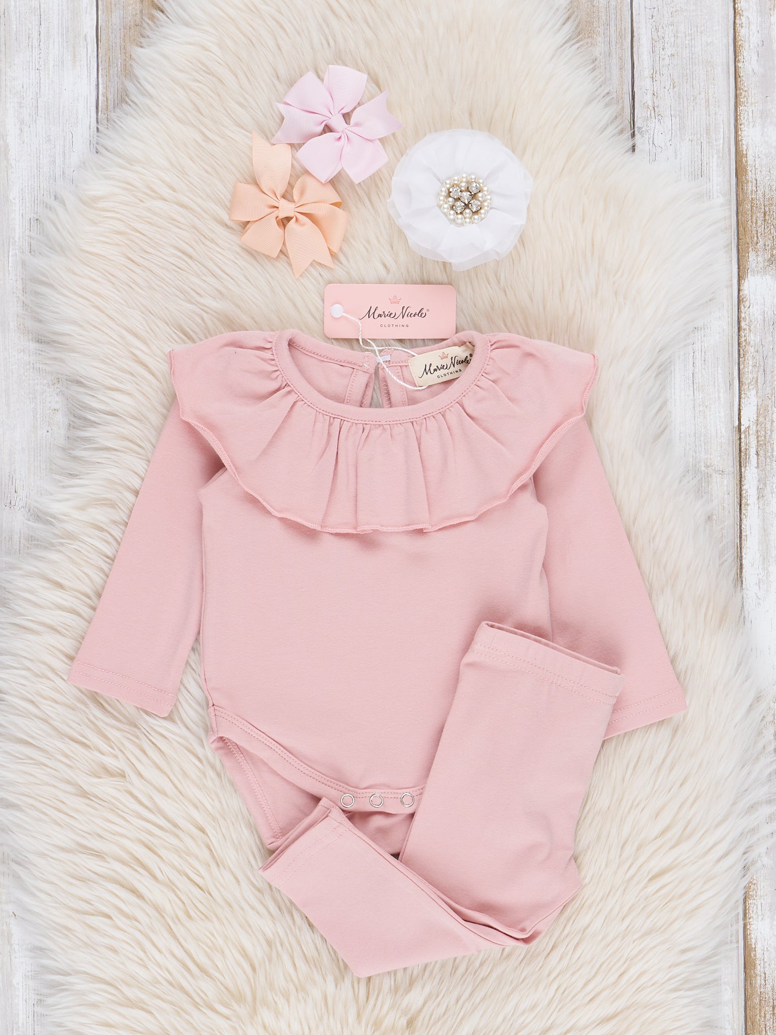 Cotton Ruffle Bubble Outfit - Pink - Marie Nicole Clothing