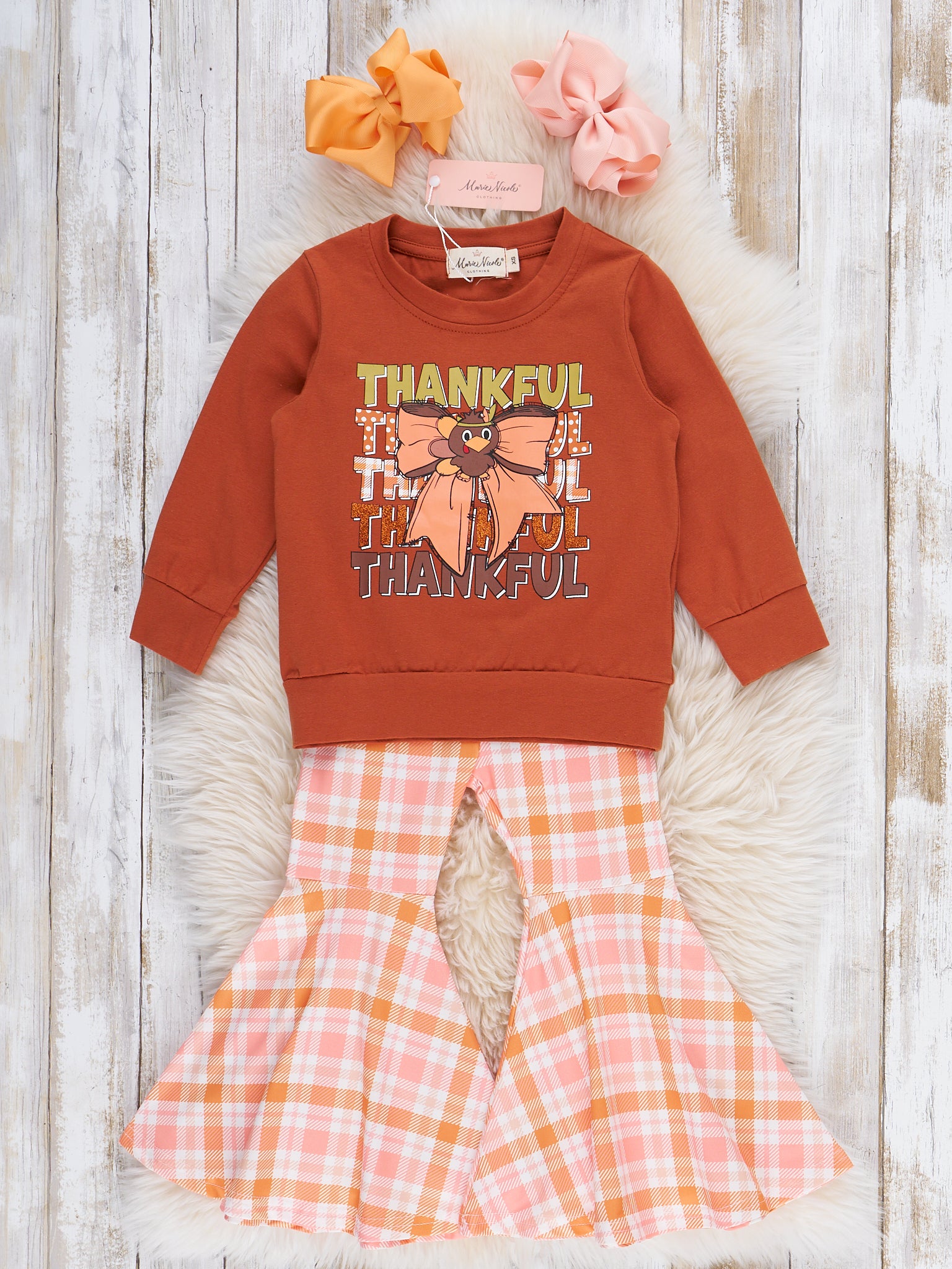 "Thankful" Bow Bell Bottom Outfit - Marie Nicole Clothing