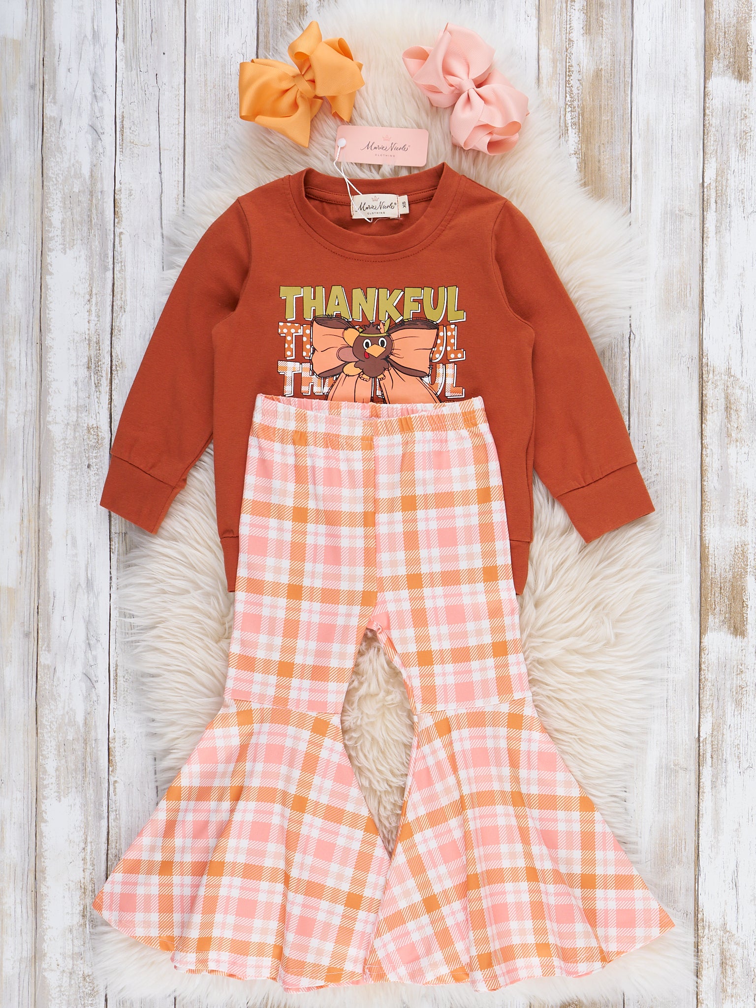 "Thankful" Bow Bell Bottom Outfit - Marie Nicole Clothing