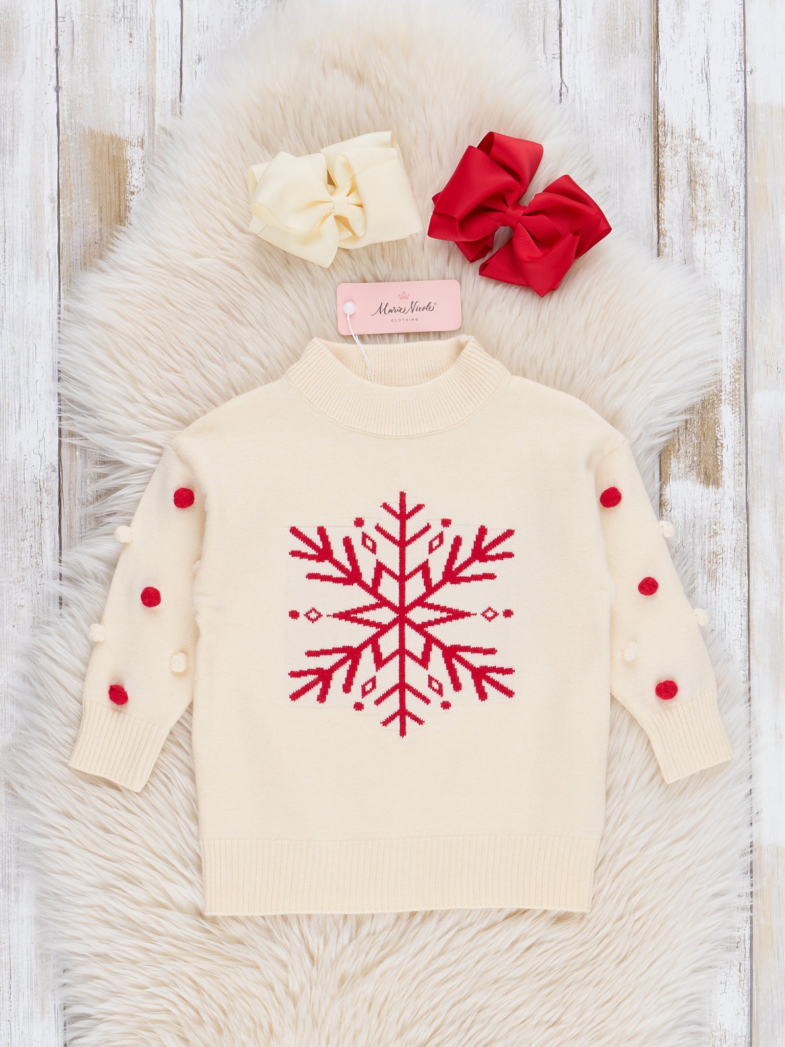 Winter Snowflake & Dots Sweater - Marie Nicole Clothing