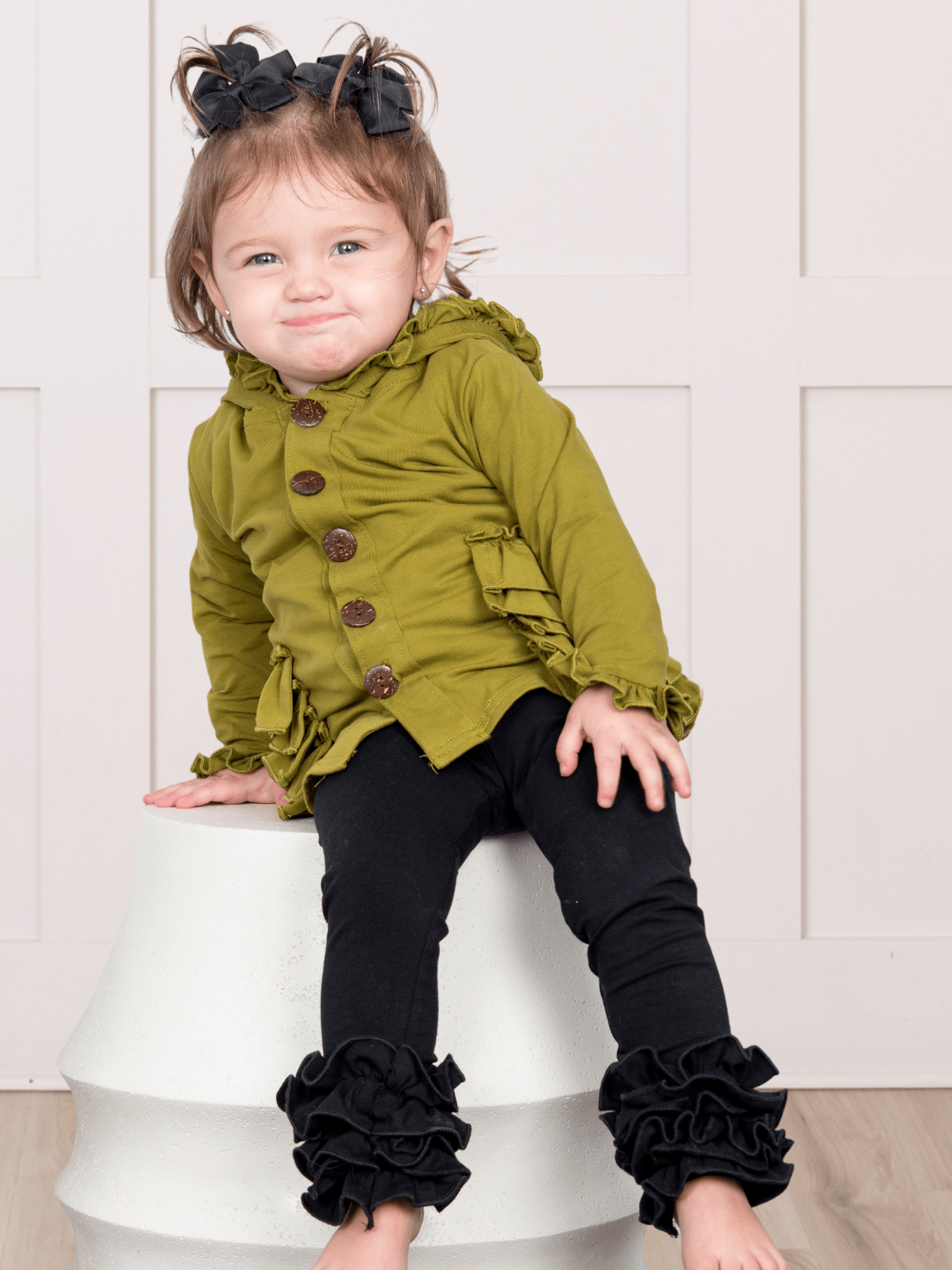Cotton Ruffle Hooded Cardigan - Multiple Colors - Marie Nicole Clothing