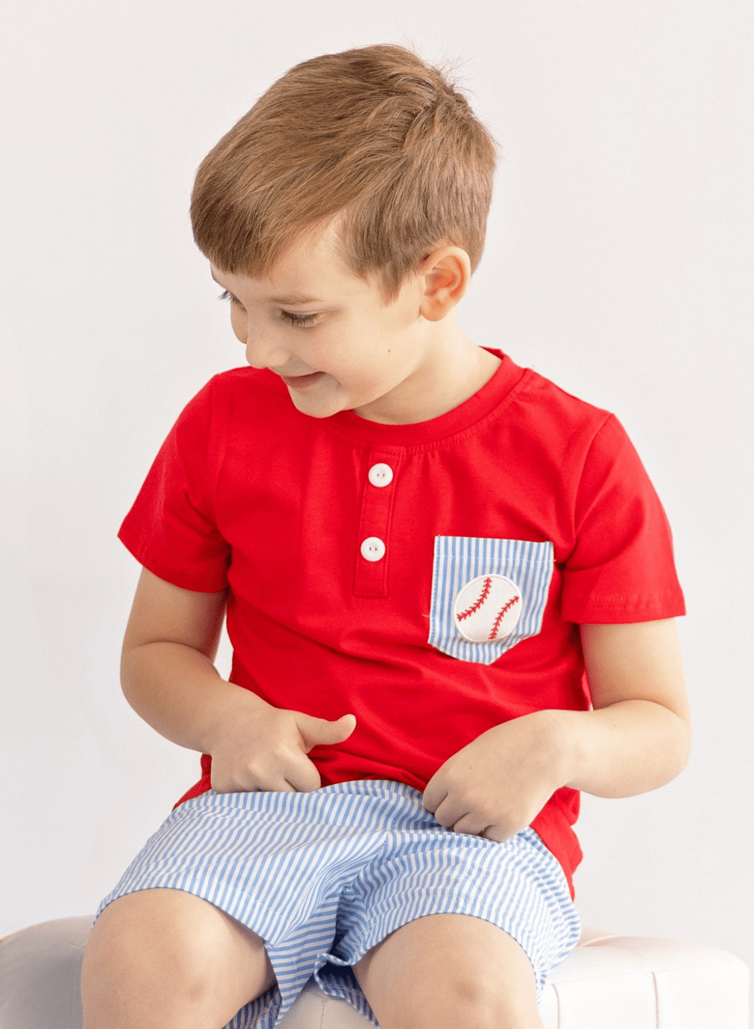 Dugout Ball Striped Embroidered Cotton Outfit - Marie Nicole Clothing