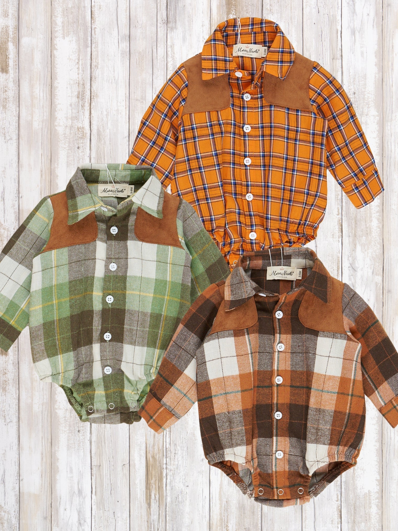 Autumn Patches Plaid Button Up Romper - Marie Nicole Clothing