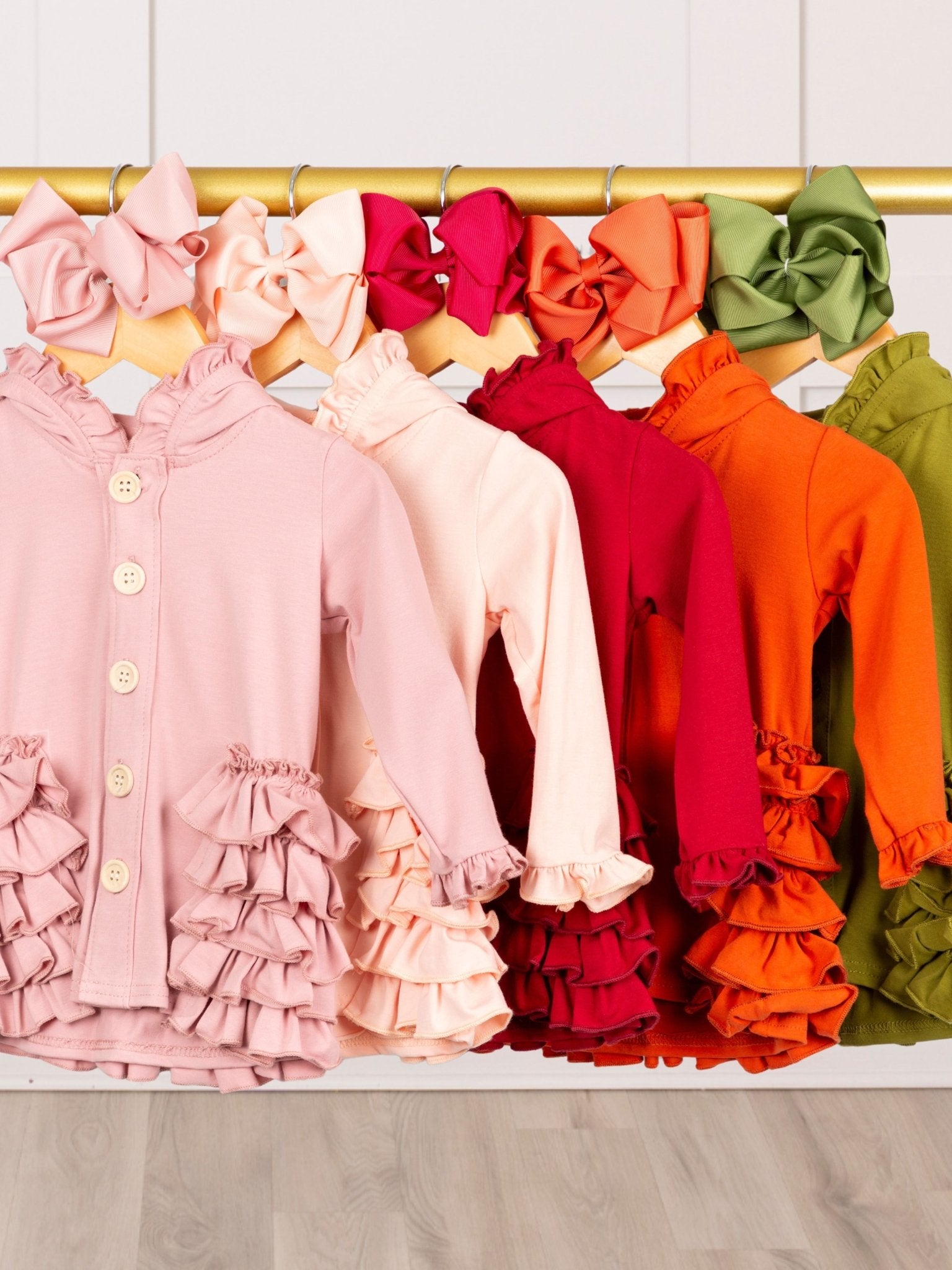 Cotton Ruffle Hooded Cardigan - Multiple Colors - Marie Nicole Clothing