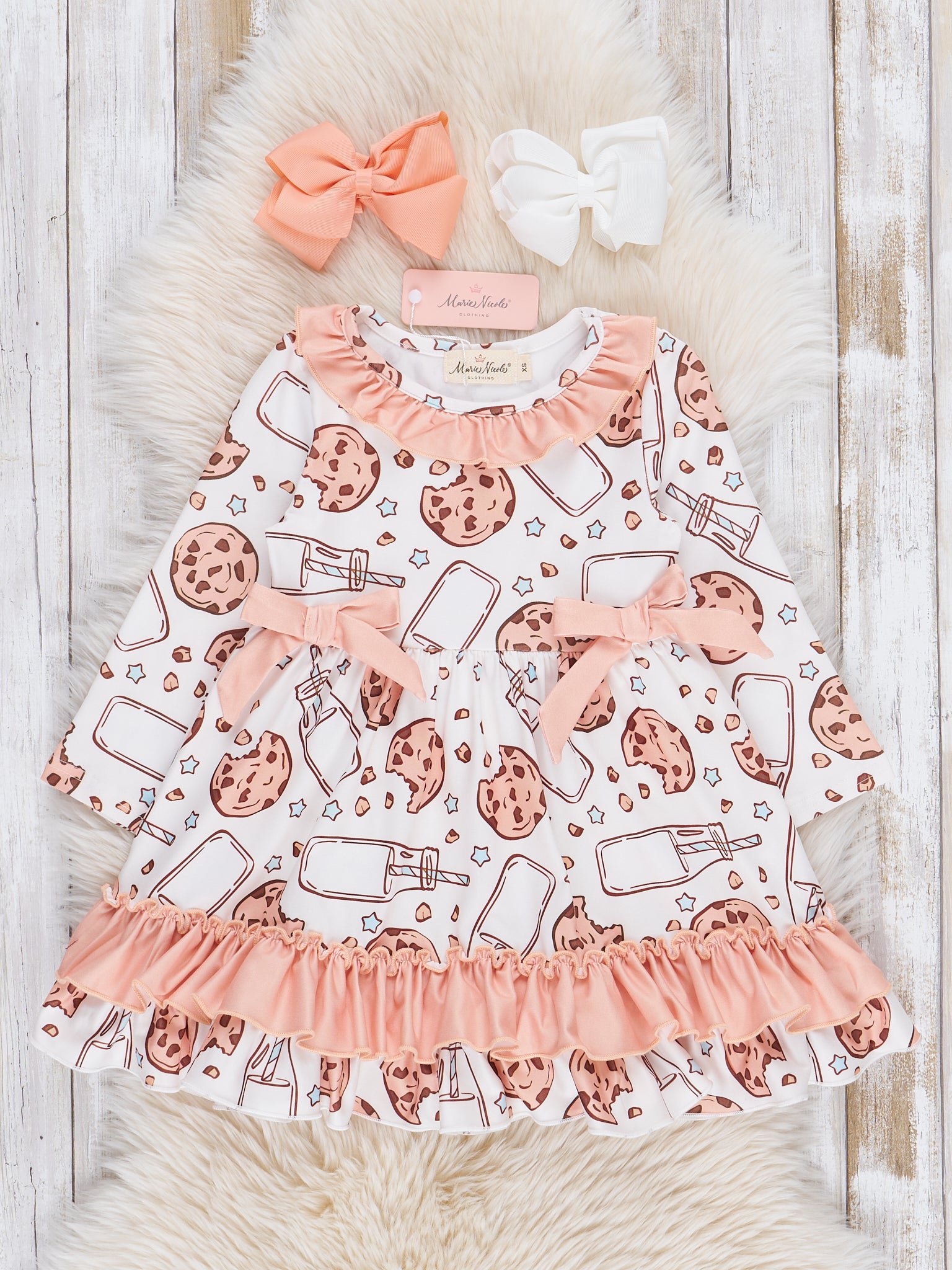 Peach Milk & Cookies Ruffle Dress - Marie Nicole Clothing