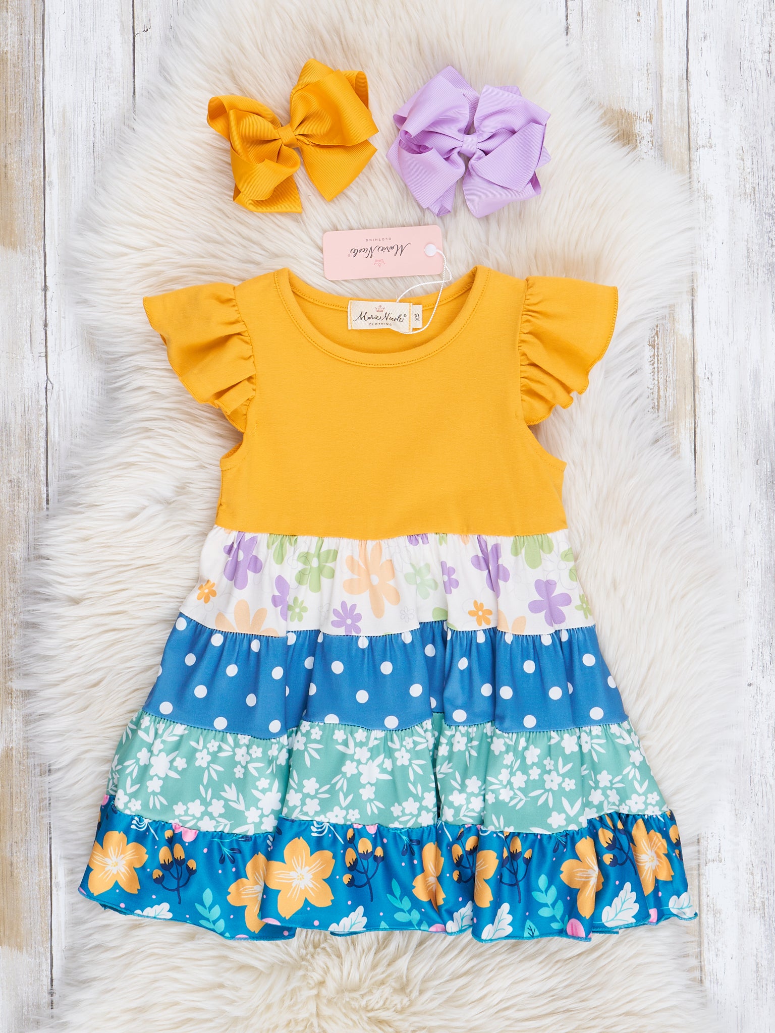 Sunshine Blooms Ruffle Dress - Marie Nicole Clothing