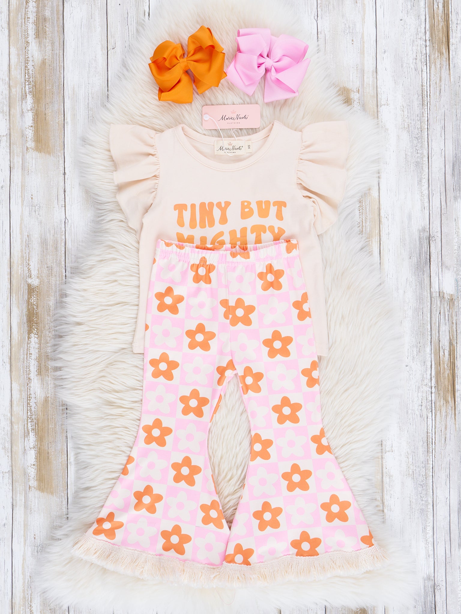 "Tiny, But Mighty" Daisy Squares Outfit - Marie Nicole Clothing