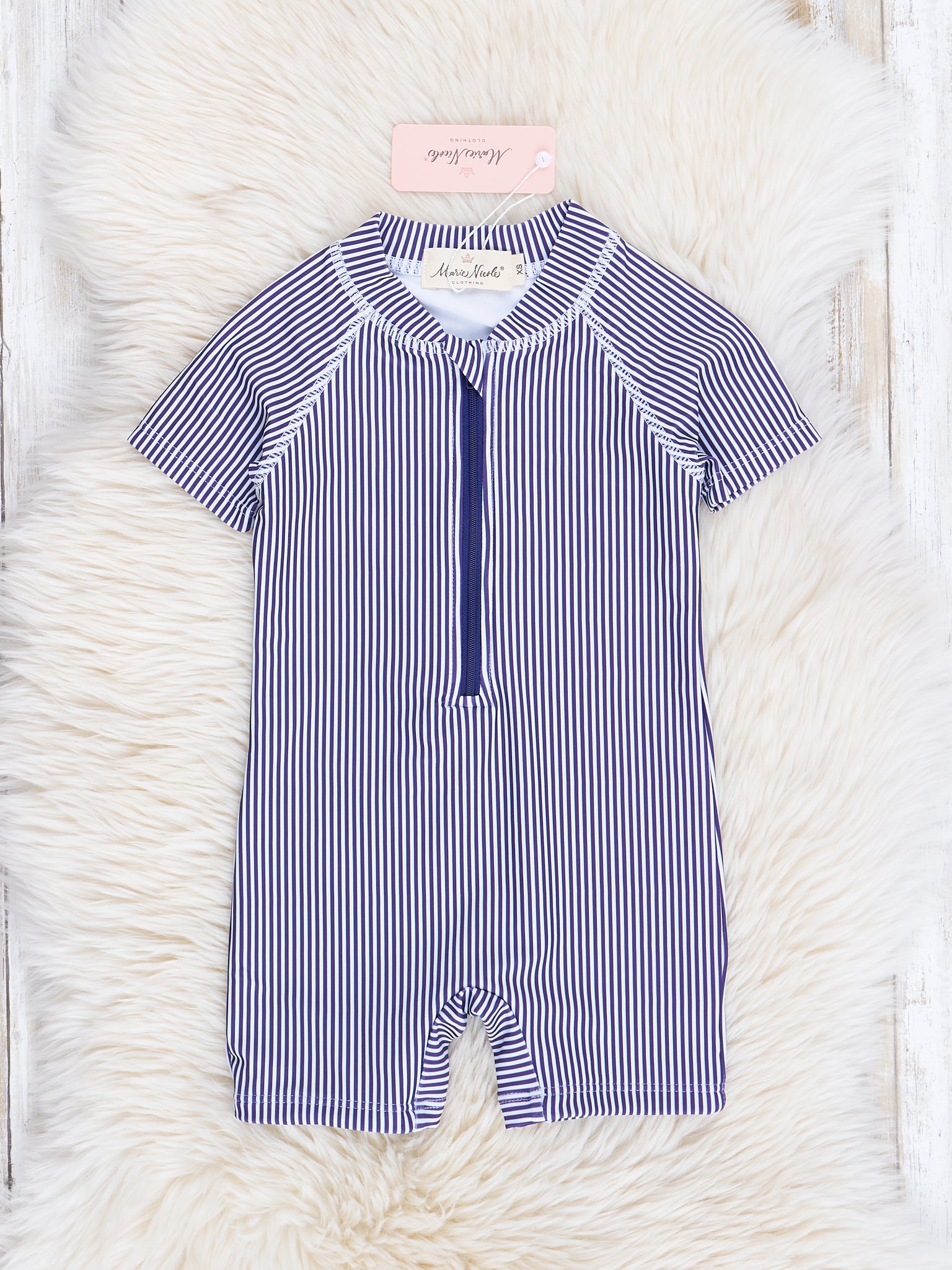 Purple Stripes Zipper Rashguard - Marie Nicole Clothing