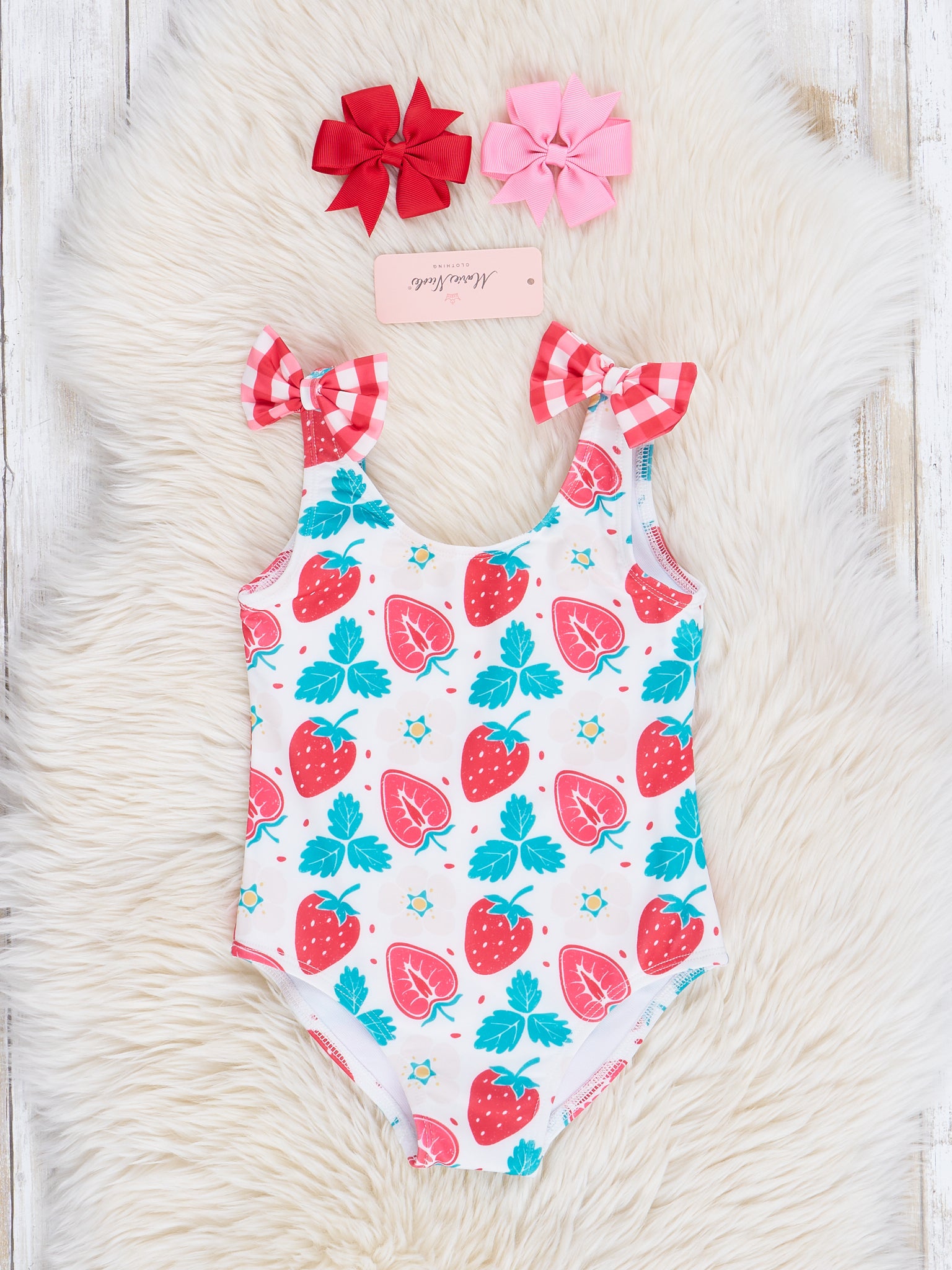 Strawberry Gingham One - Piece Swimsuit - Marie Nicole Clothing
