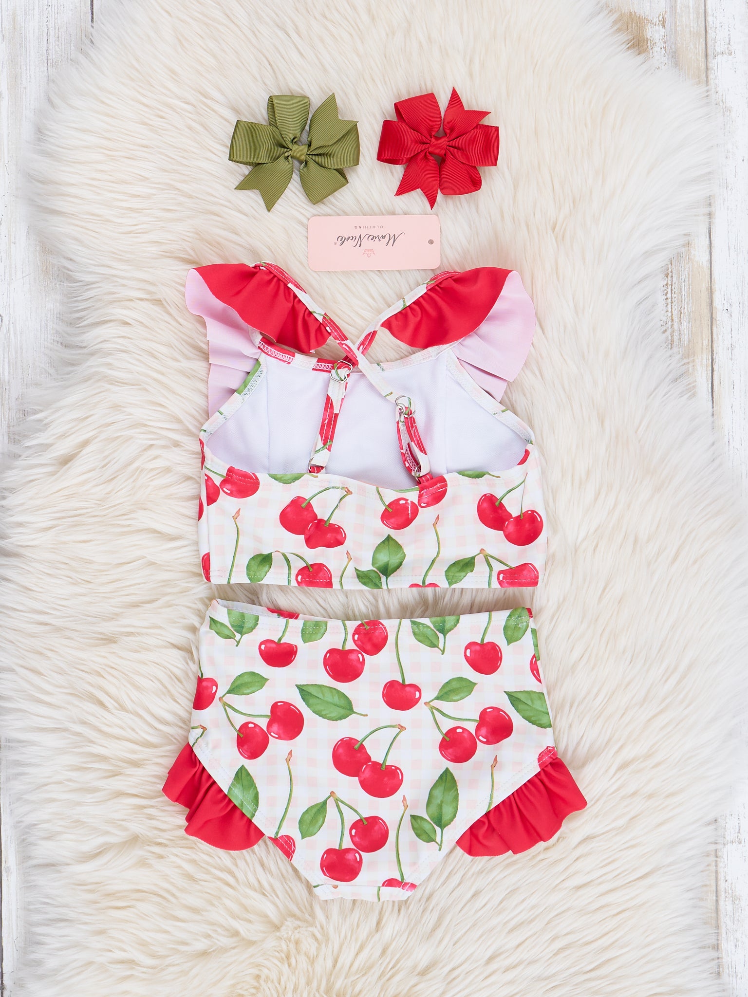 Red Ruffle Cherries Swimsuit - Marie Nicole Clothing