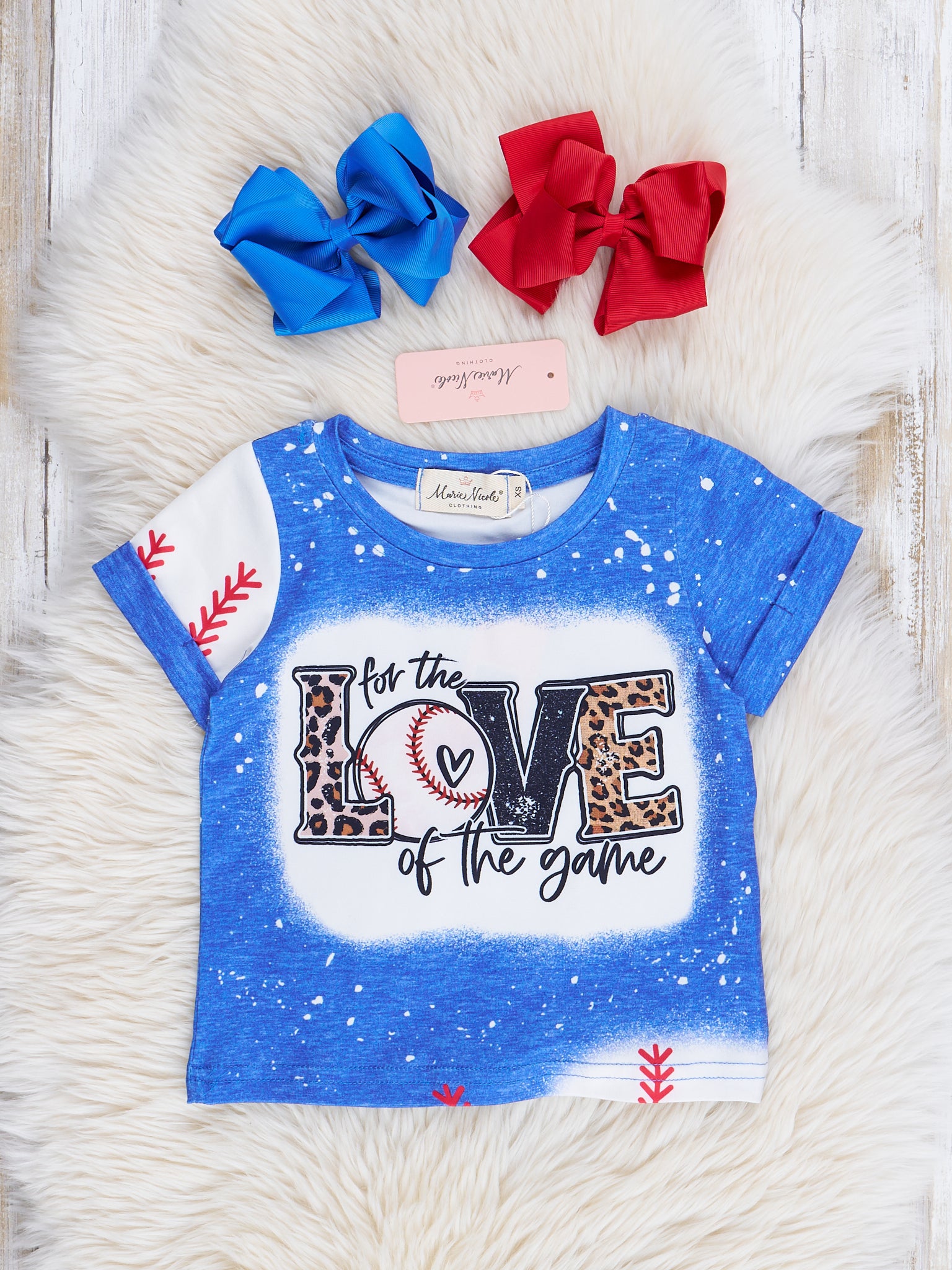 Mom & Me Blue Splatter Baseball Love Shirt - Marie Nicole Clothing