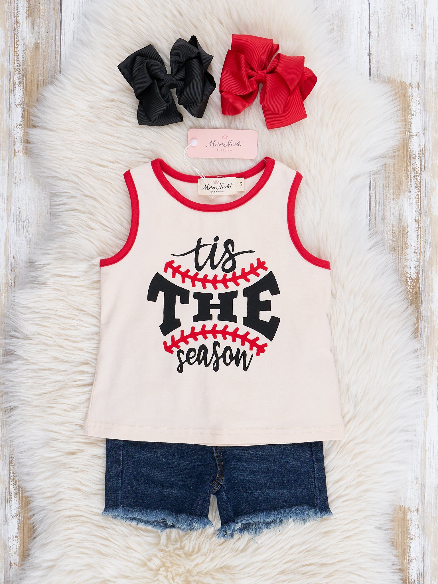 Baseball Season Denim Shorts Outfit - Marie Nicole Clothing