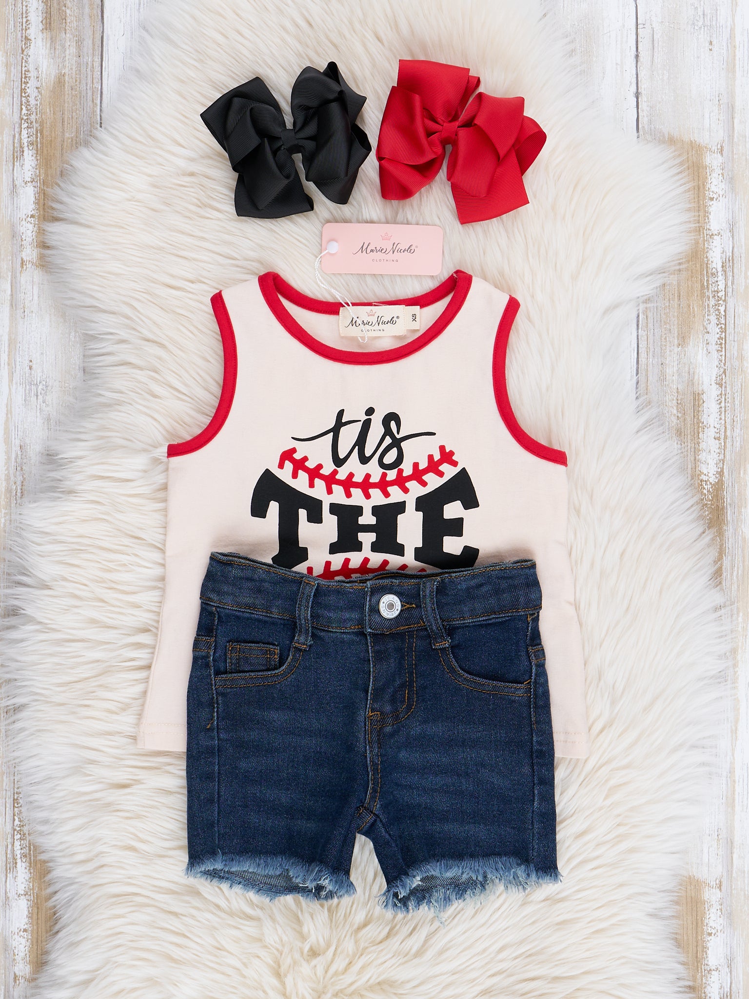 Baseball Season Denim Shorts Outfit - Marie Nicole Clothing