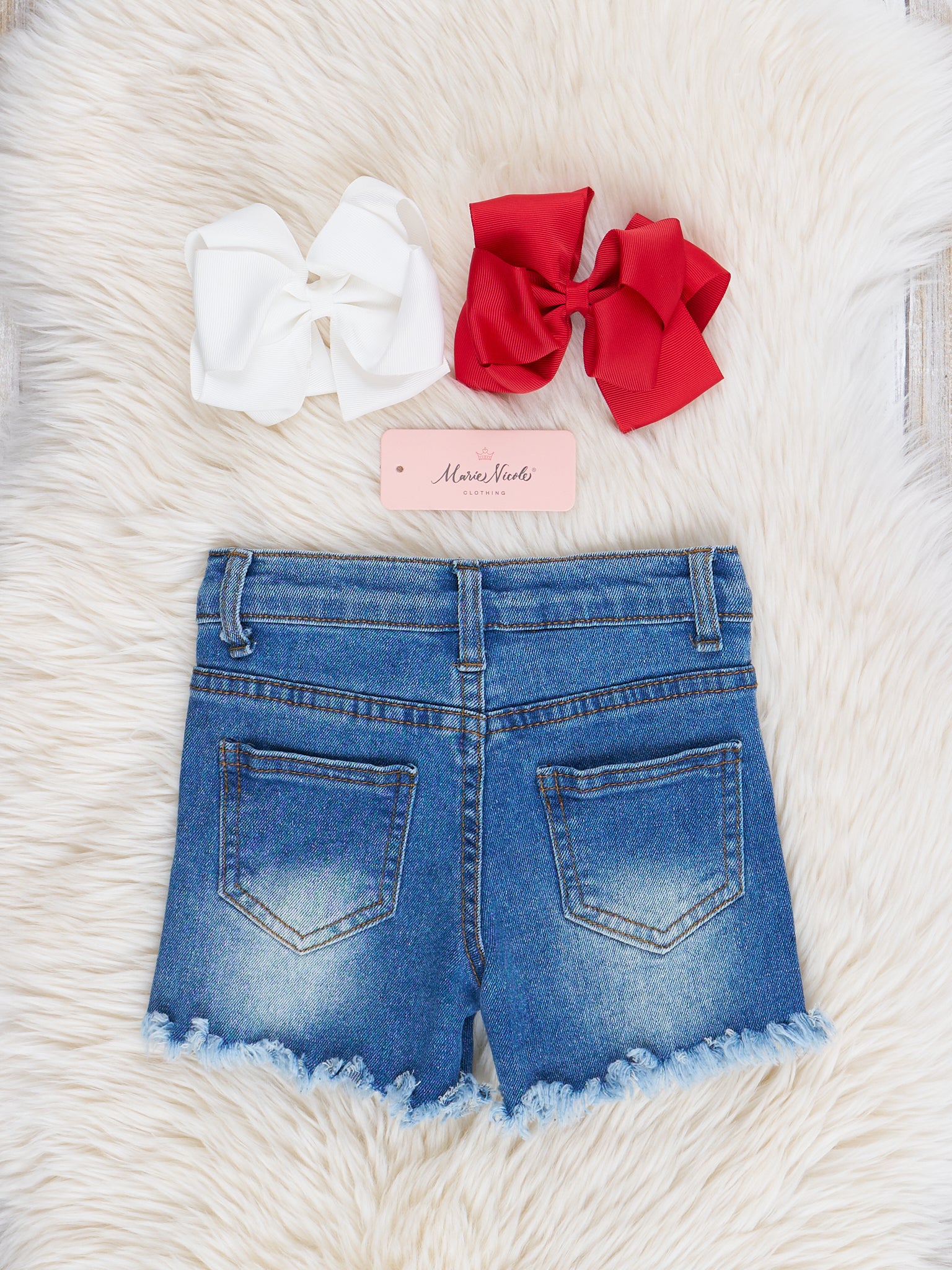 Embroidered Baseball Denim Shorts Outfit - Marie Nicole Clothing