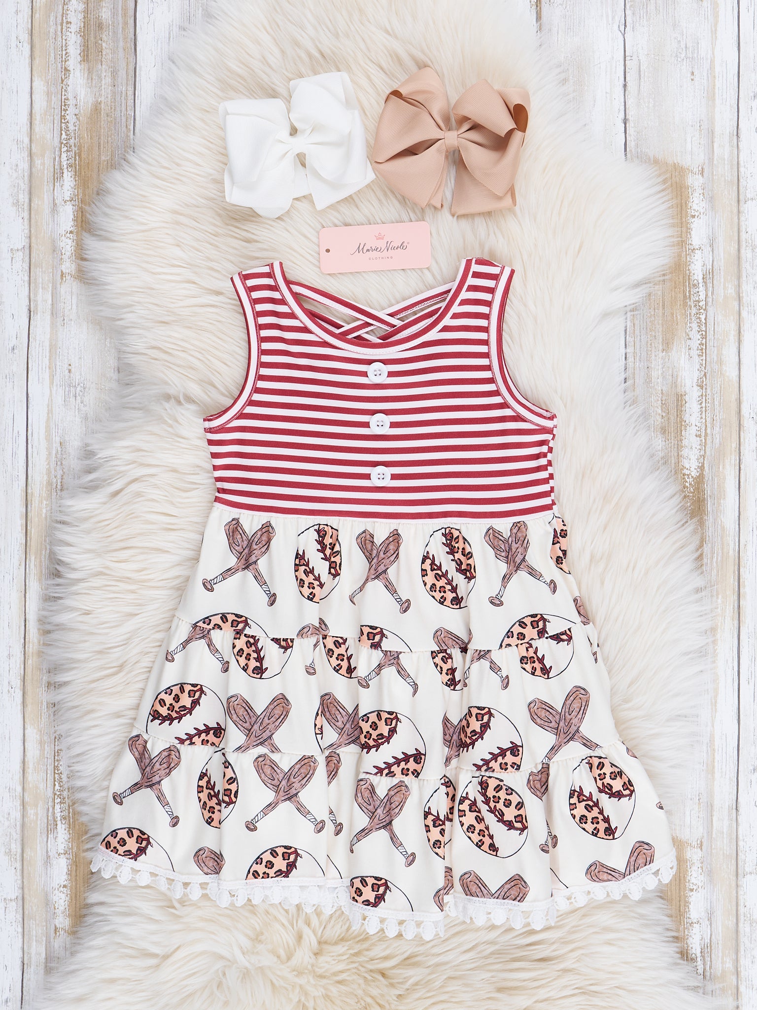 Rust Stripes Baseball Dress - Marie Nicole Clothing