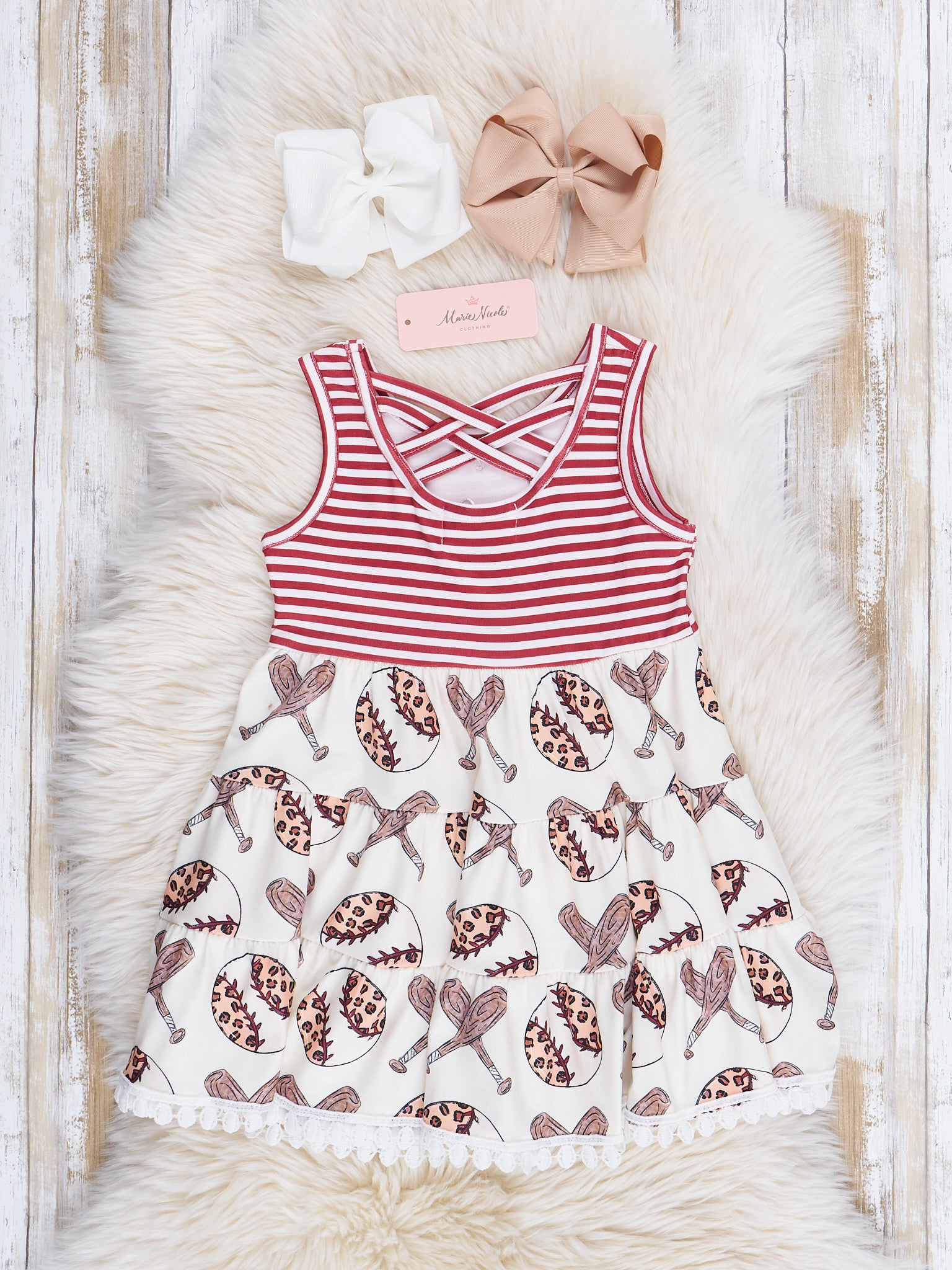 Rust Stripes Baseball Dress - Marie Nicole Clothing