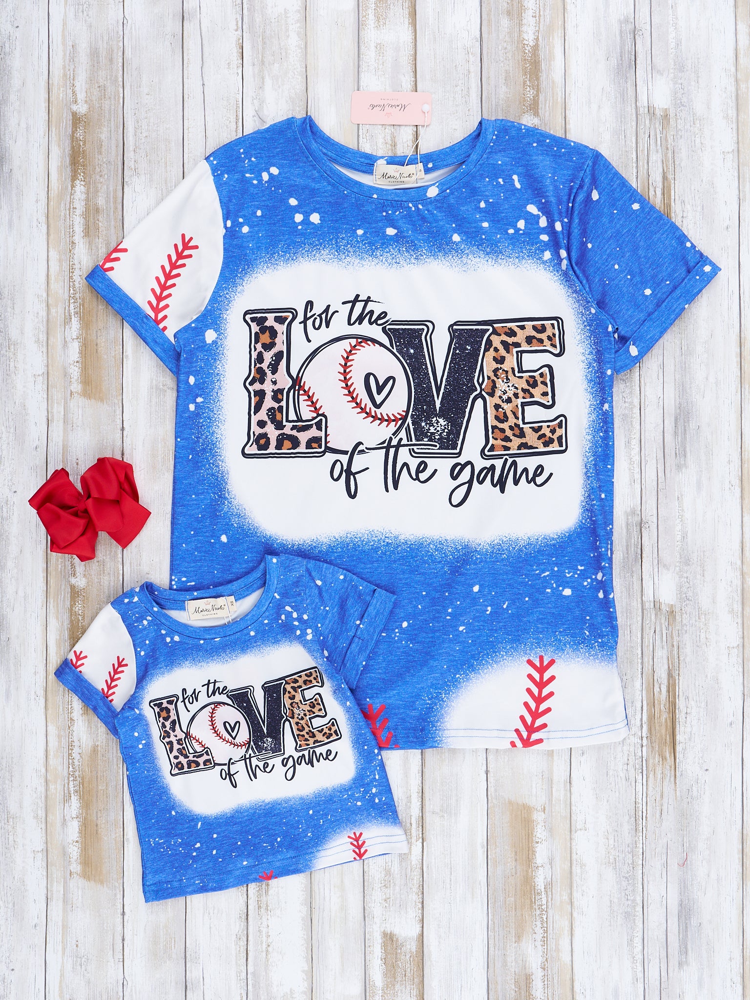 Mom & Me Blue Splatter Baseball Love Shirt - Marie Nicole Clothing