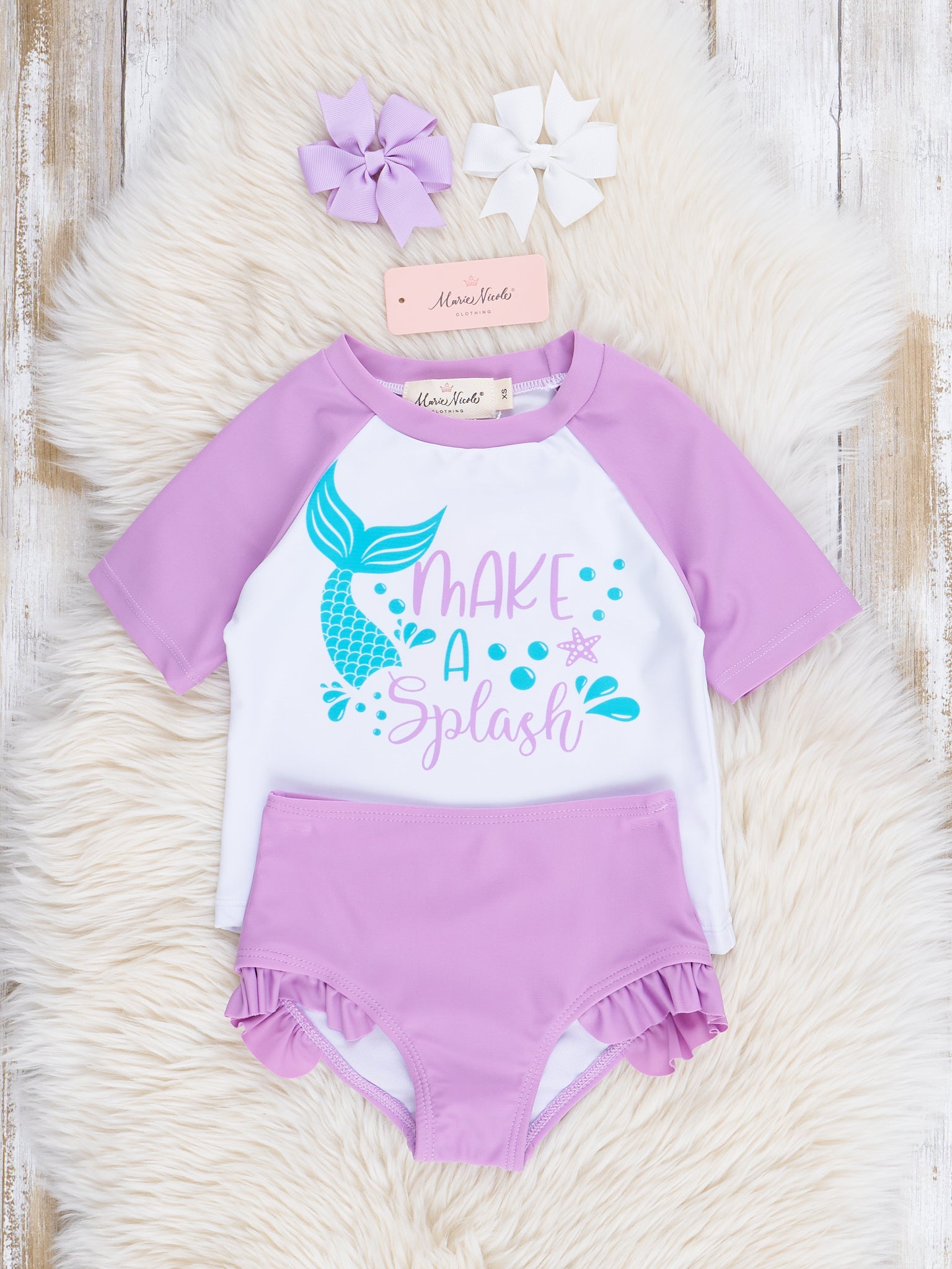Purple Make a Splash Ruffle Rashguard - Marie Nicole Clothing