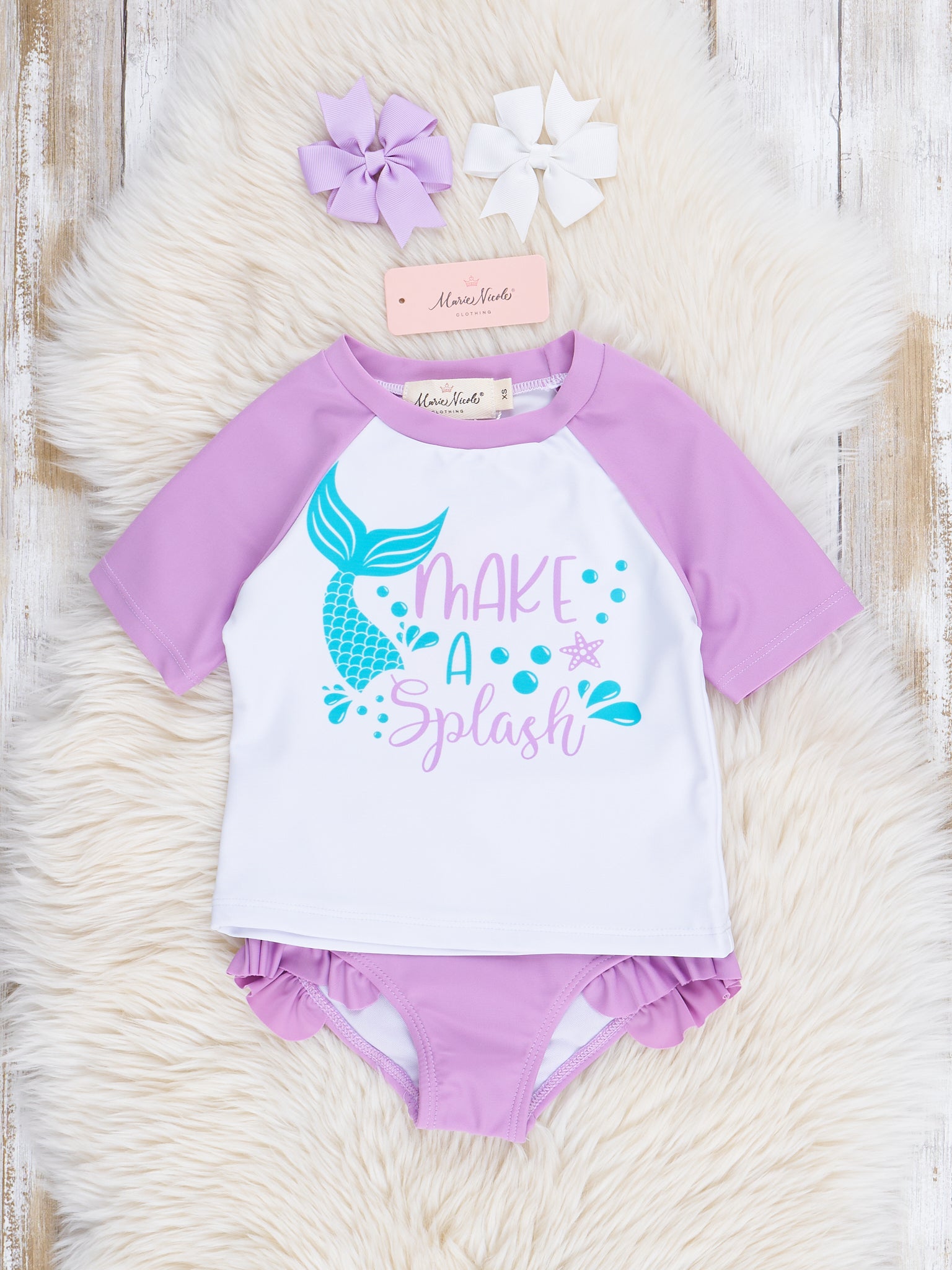 Purple Make a Splash Ruffle Rashguard - Marie Nicole Clothing