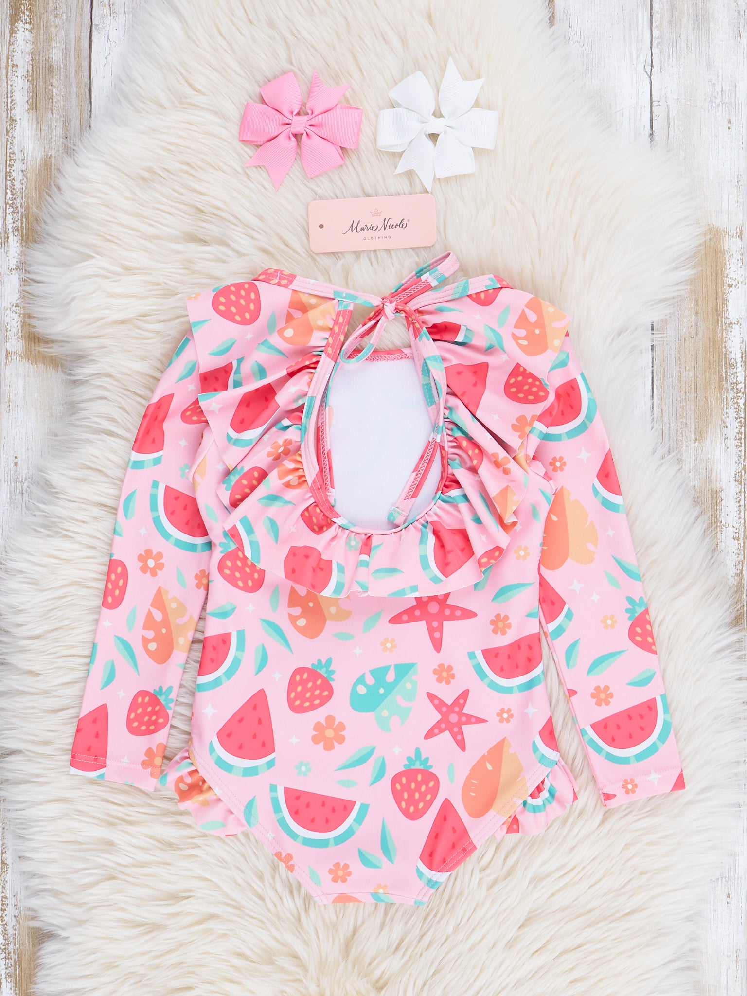 Strawberry Watermelon Ruffle Swimsuit - Marie Nicole Clothing