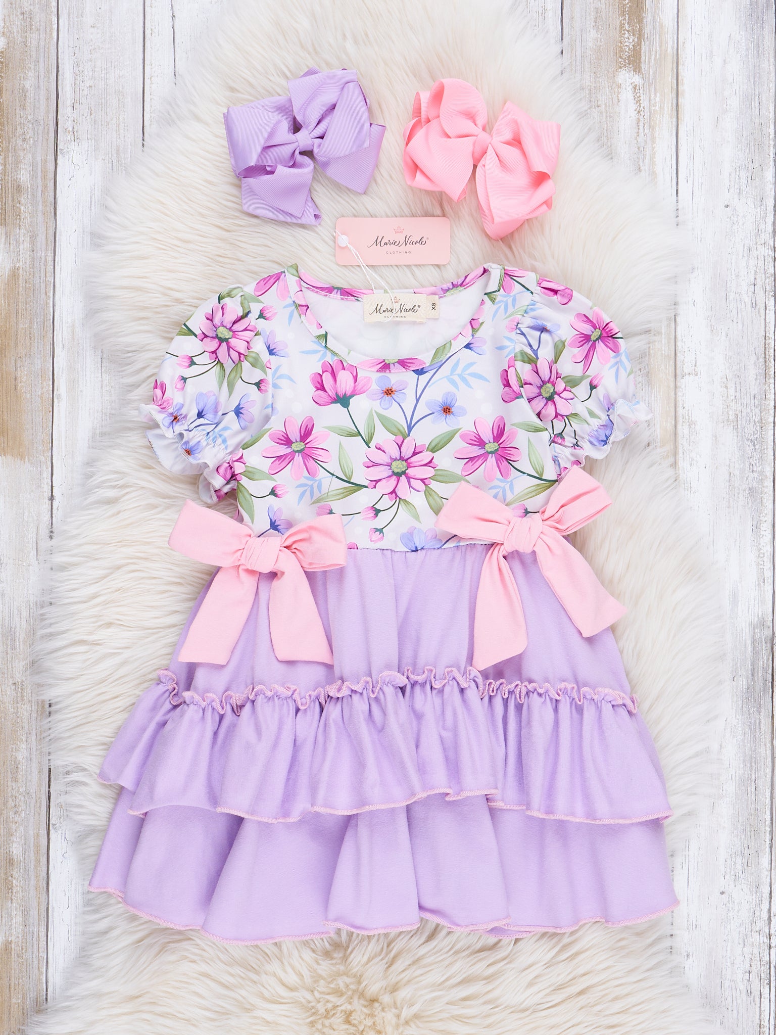 Lavender Garden Ruffle Dress - Marie Nicole Clothing