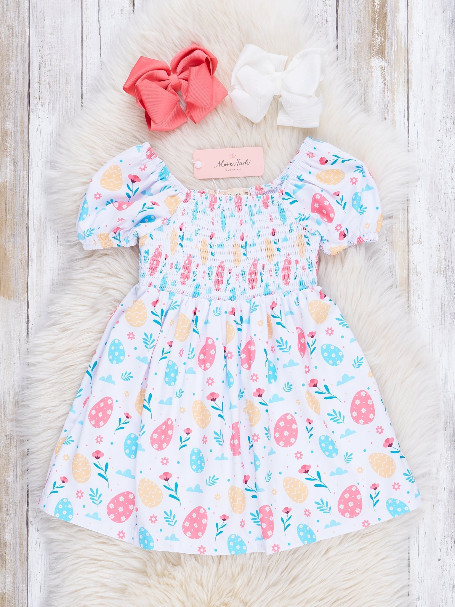 Smocked Easter Eggs Dress - Marie Nicole Clothing