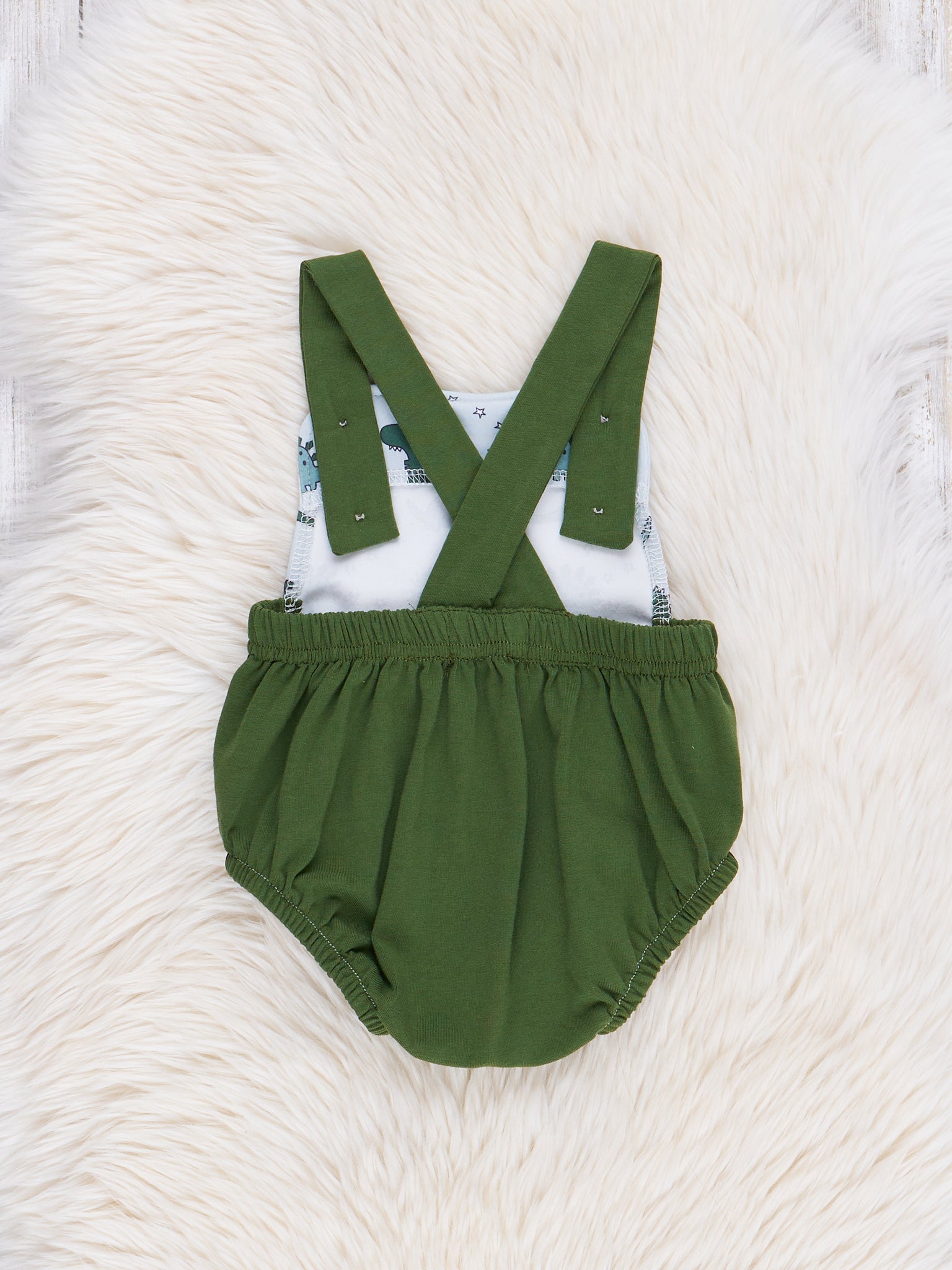 Green Dinosaur Land Bubble Romper - Marie Nicole Clothing