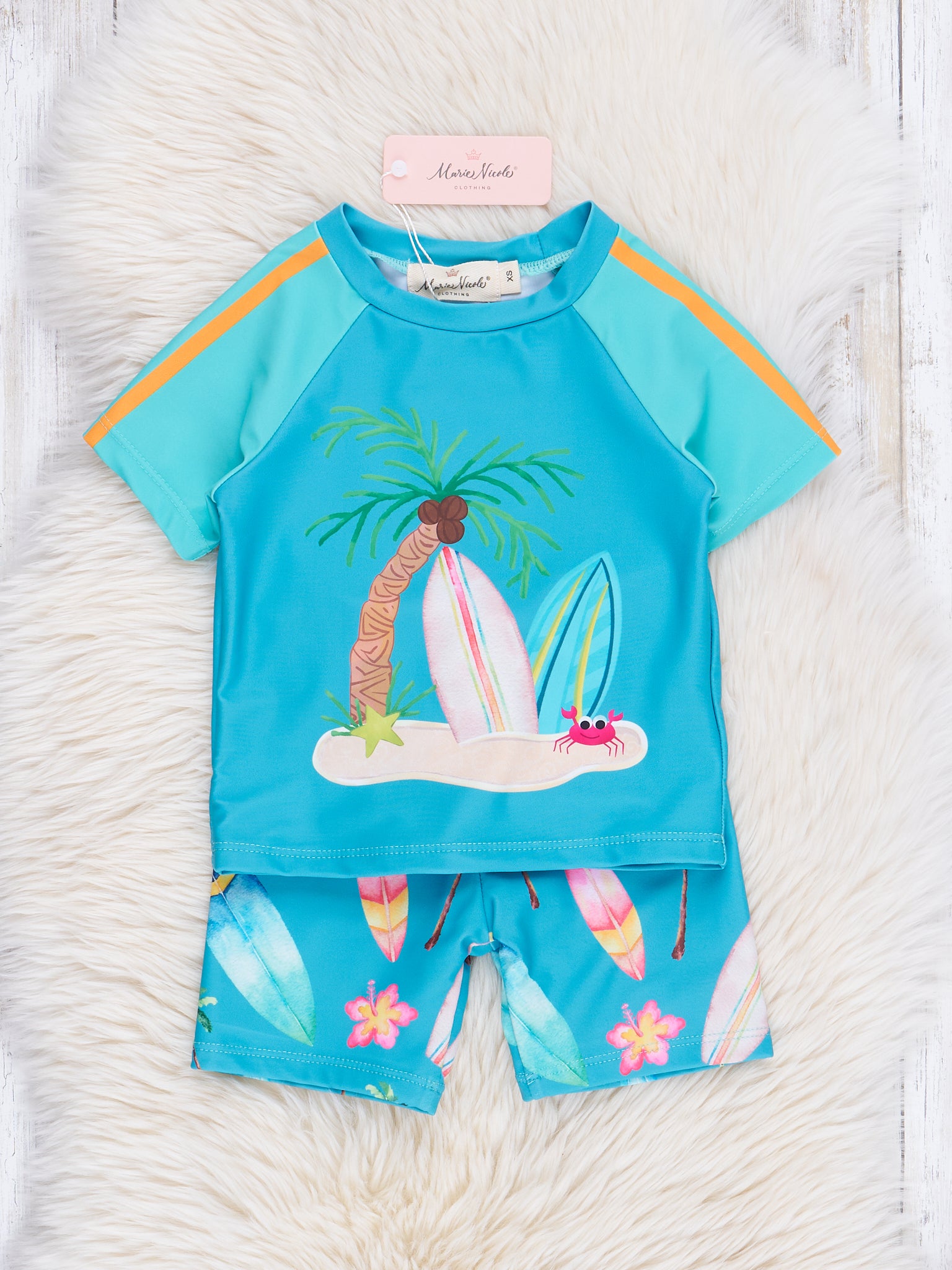 Teal Surf's Up Swim Set - Marie Nicole Clothing