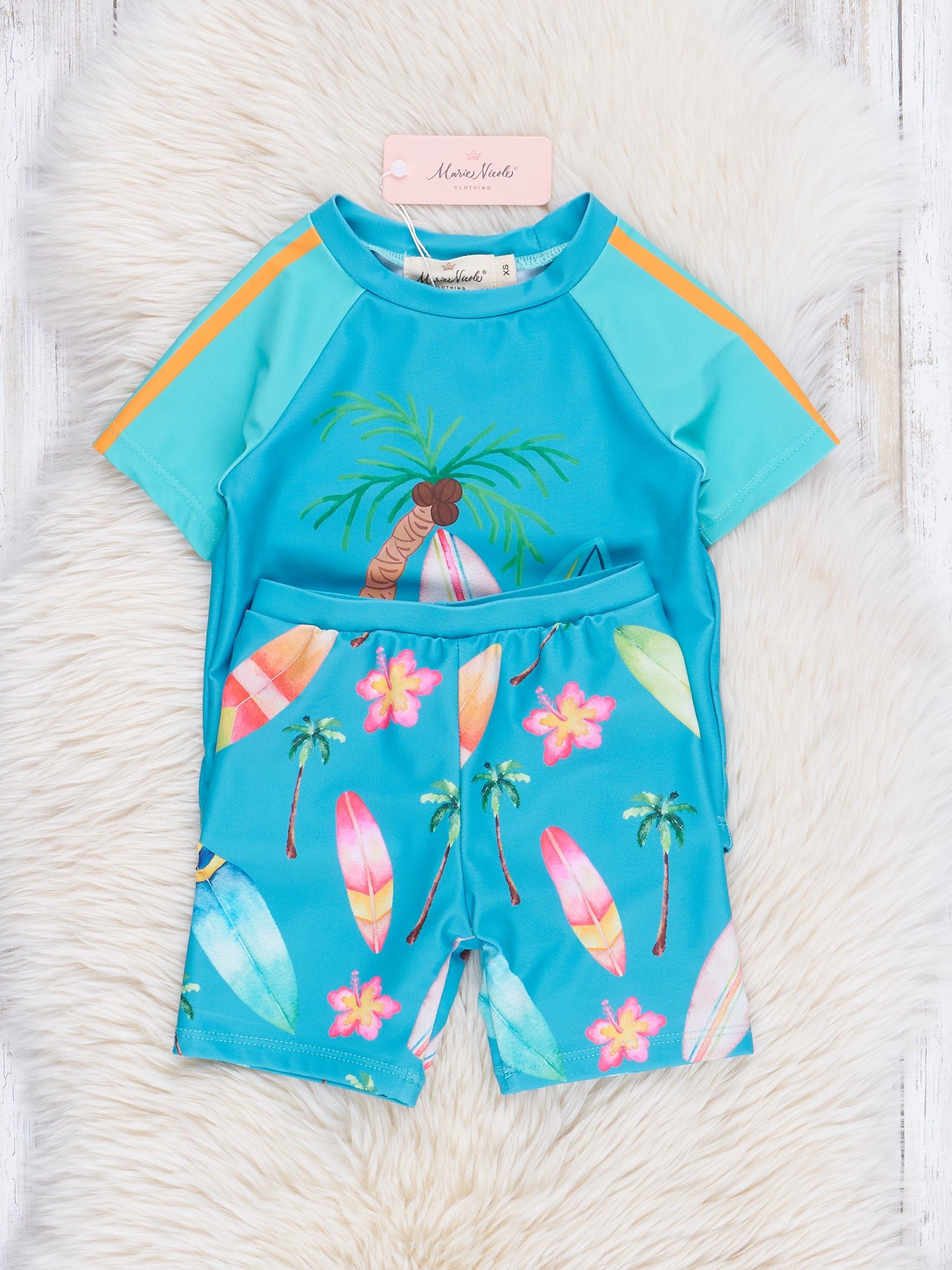 Teal Surf's Up Swim Set - Marie Nicole Clothing