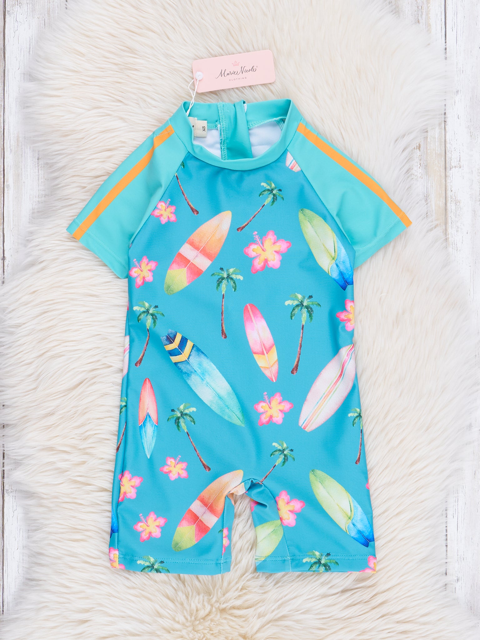 Teal Surf's Up Rashguard - Marie Nicole Clothing