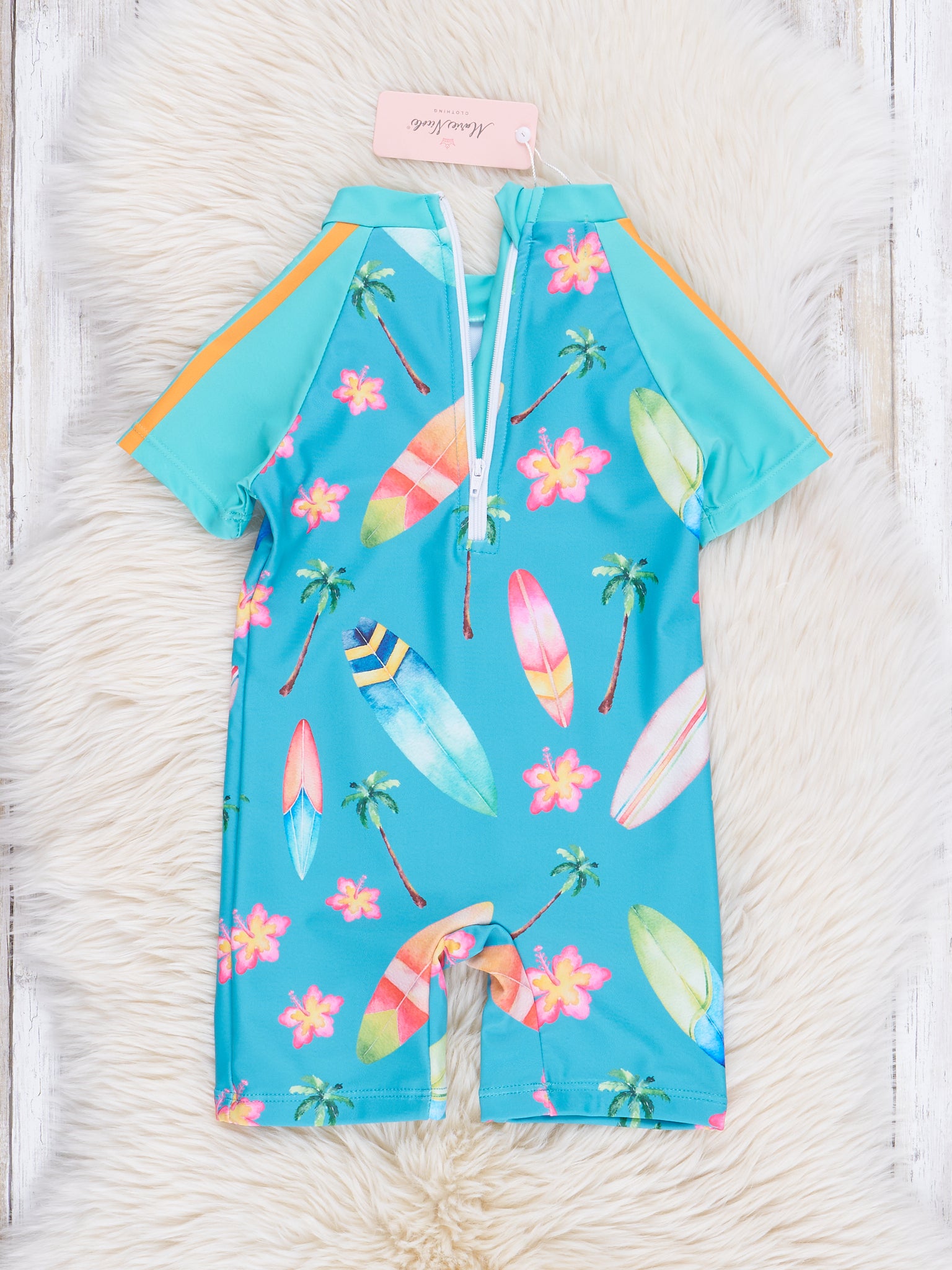 Teal Surf's Up Rashguard - Marie Nicole Clothing