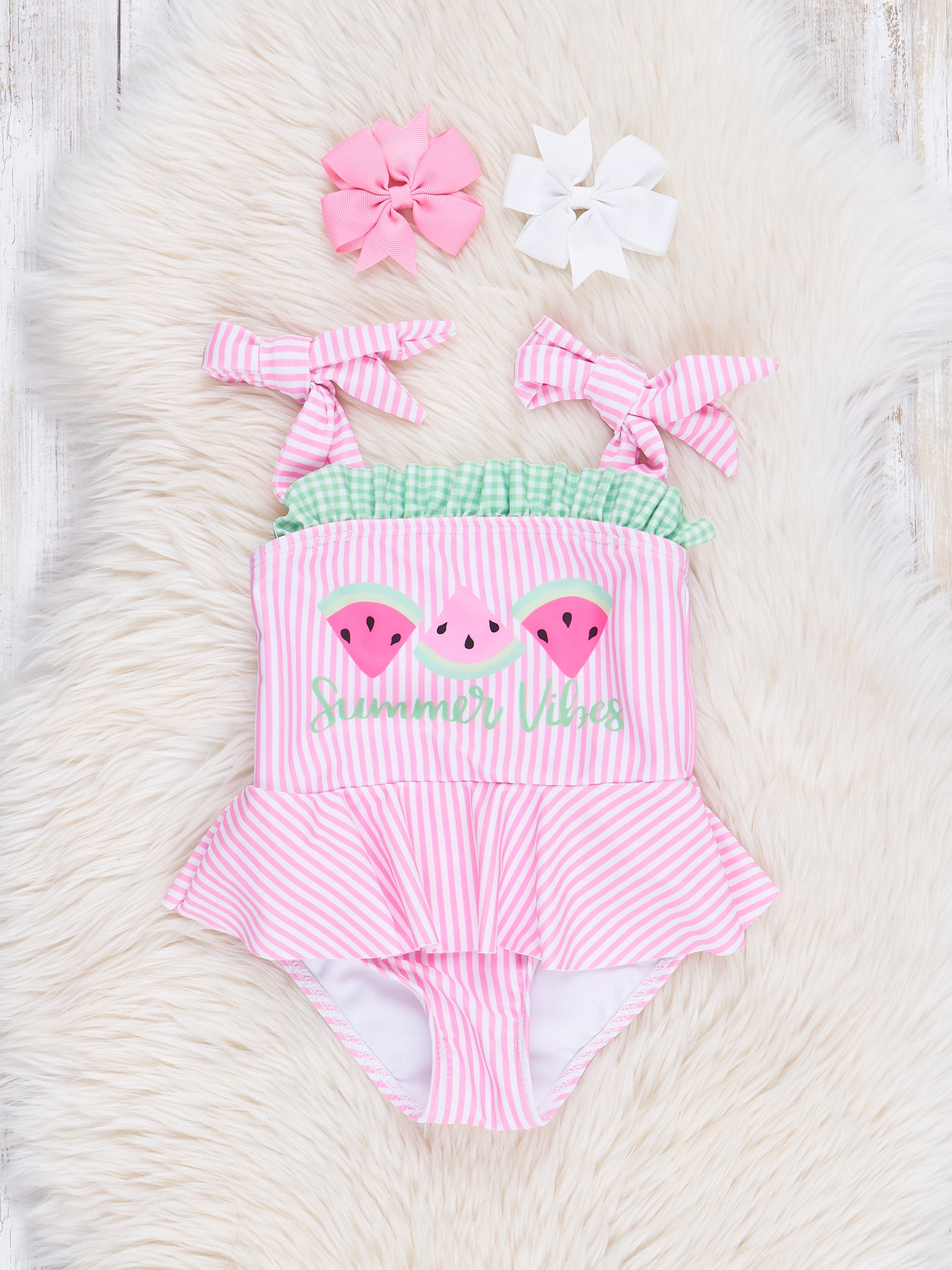 Watermelon Summer Vibes Ruffle Swimsuit - Marie Nicole Clothing