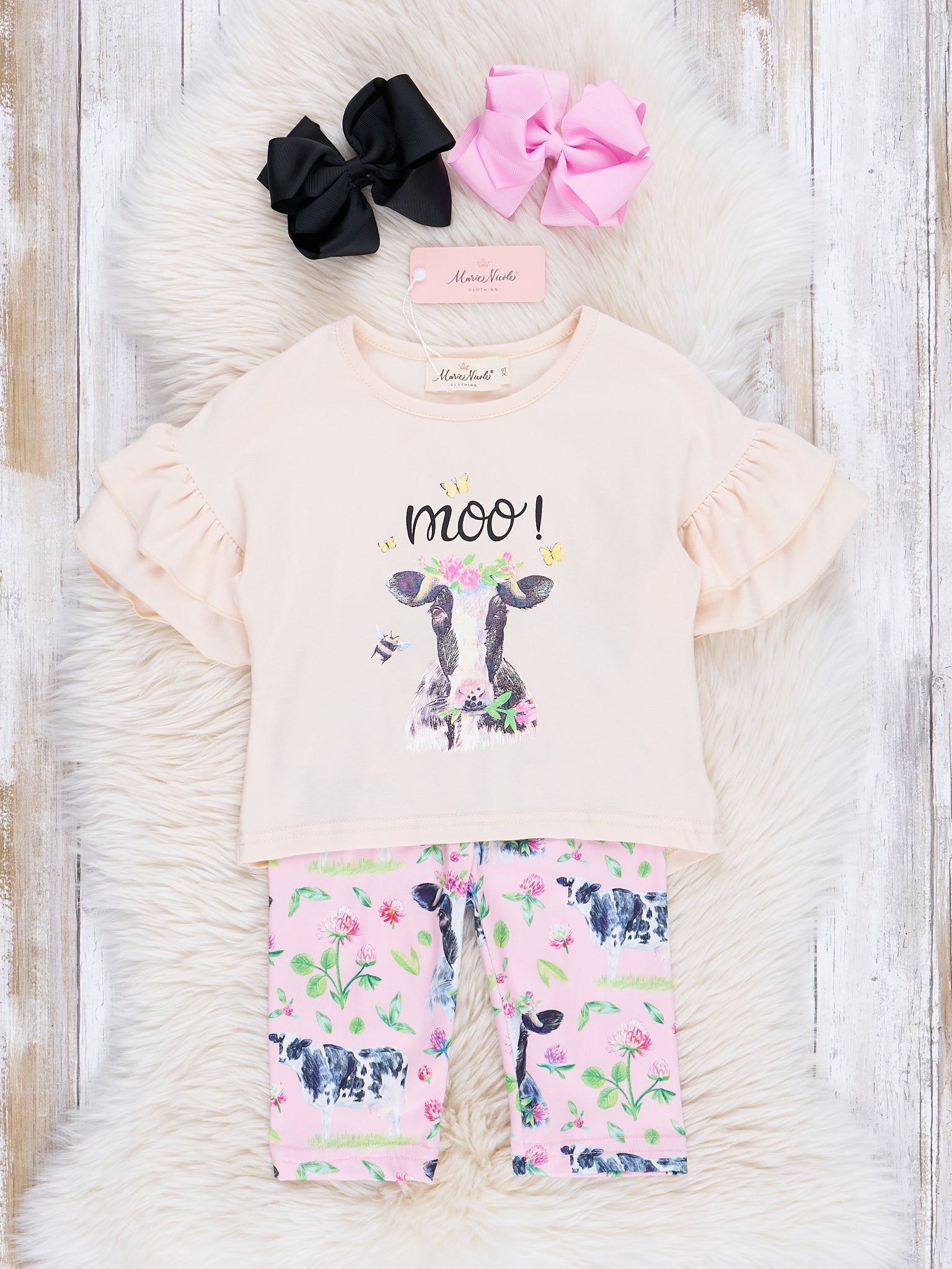 Moo Garden Ruffle Outfit - Marie Nicole Clothing