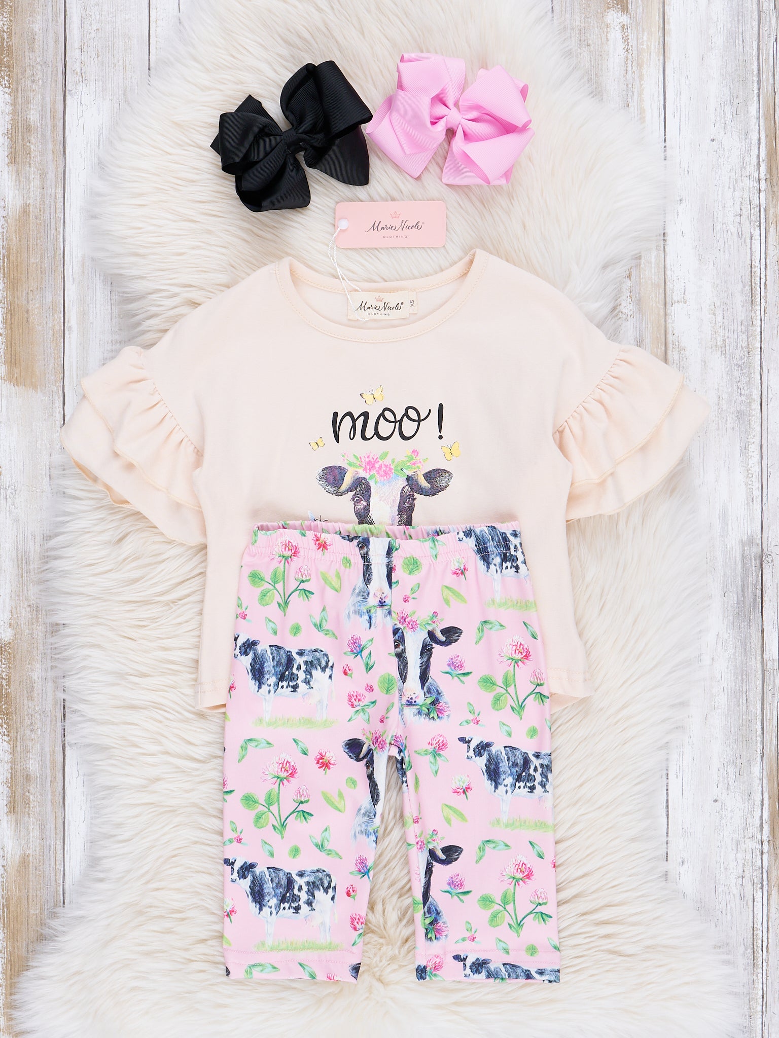 Moo Garden Ruffle Outfit - Marie Nicole Clothing