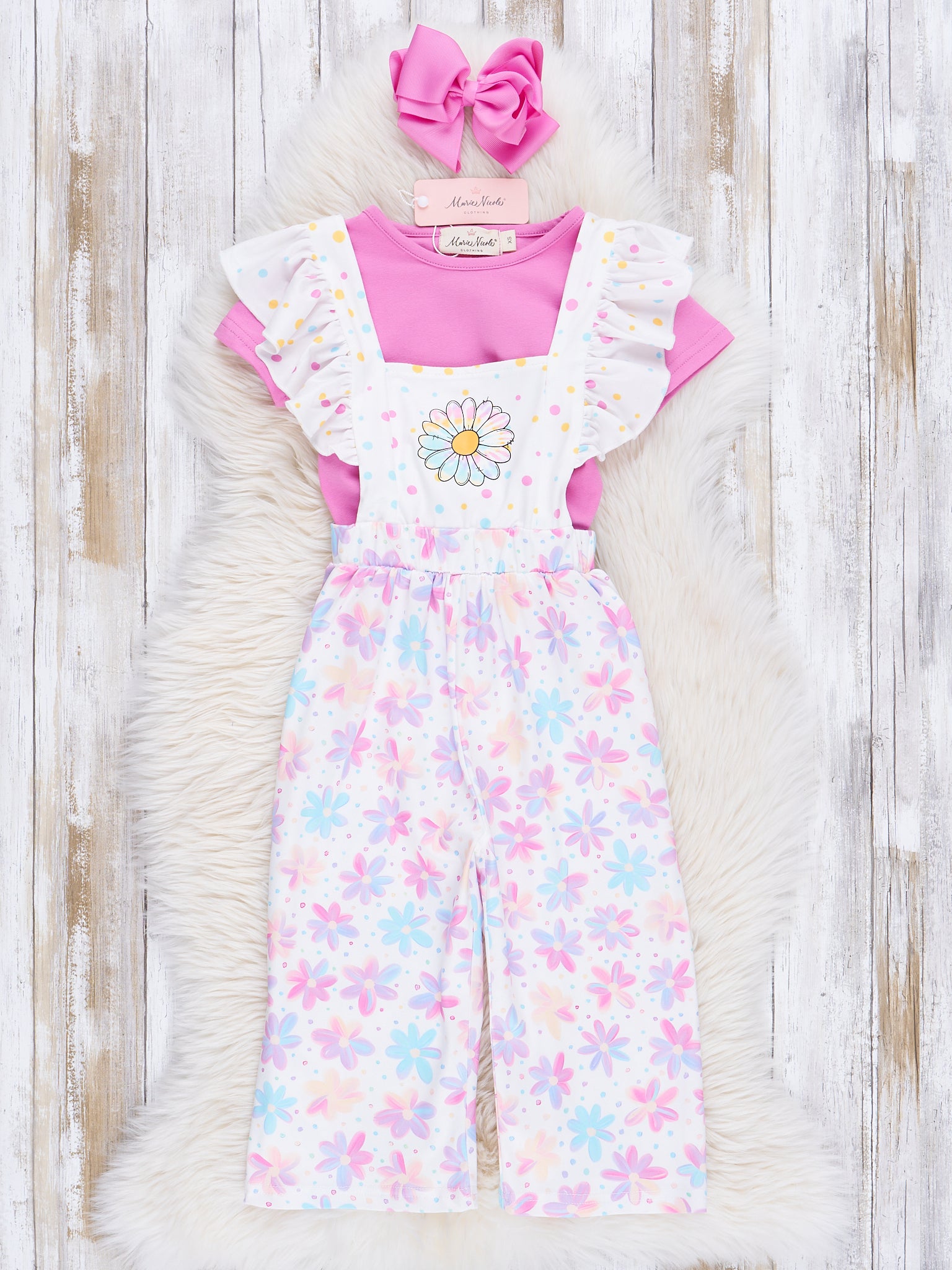 Fuchsia Daisies Overalls Set - Marie Nicole Clothing
