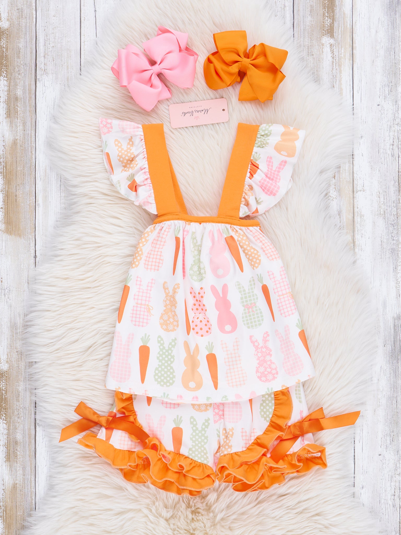 Orange Bunny Party Ruffle Outfit - Marie Nicole Clothing