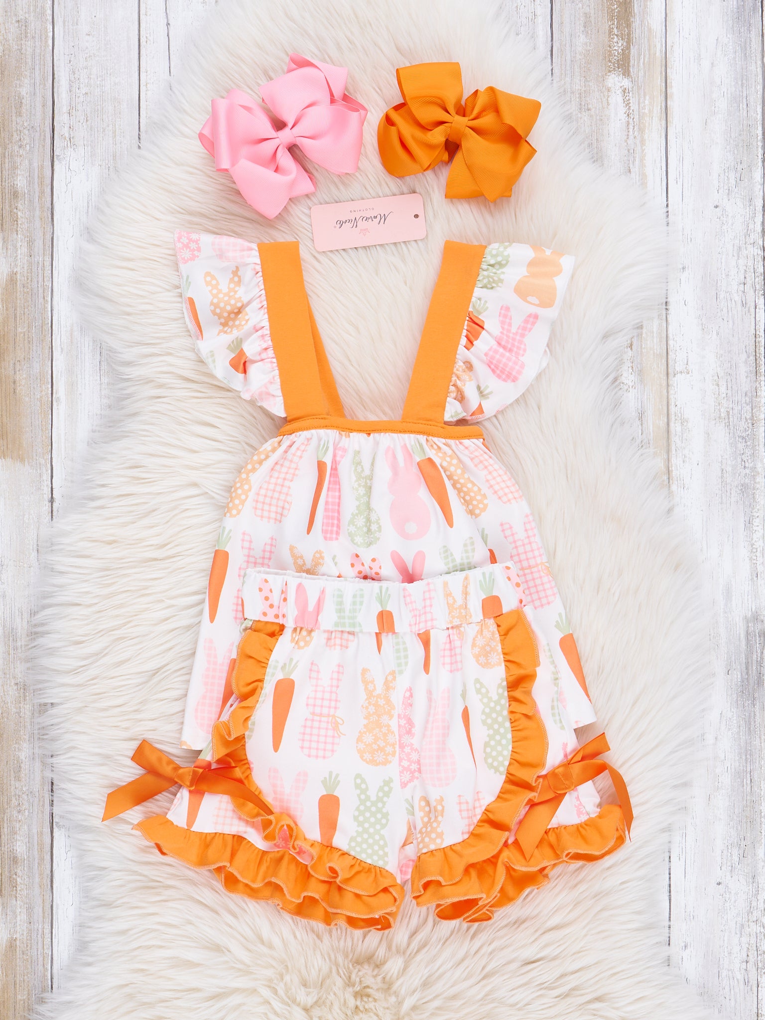 Orange Bunny Party Ruffle Outfit - Marie Nicole Clothing