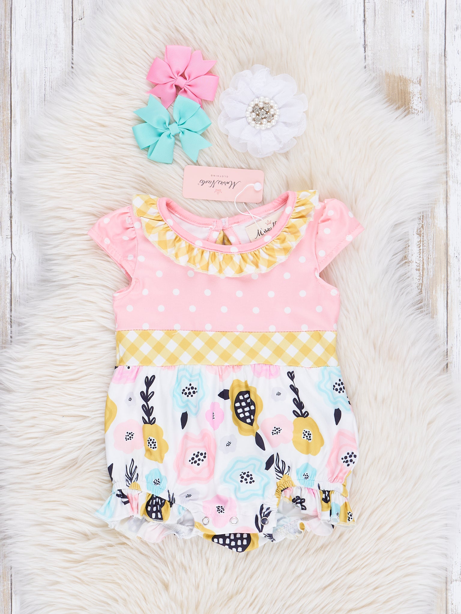 Blush Blooms Ruffle Bubble Romper - Marie Nicole Clothing